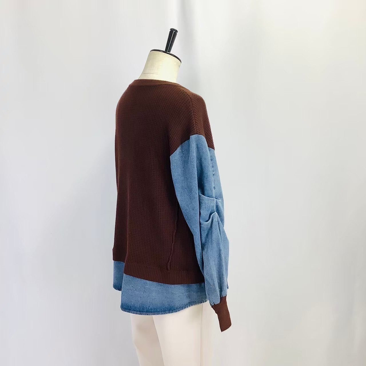 ワッフル×デニム トレーナー ブラウン ※10/15迄に順次発送予定