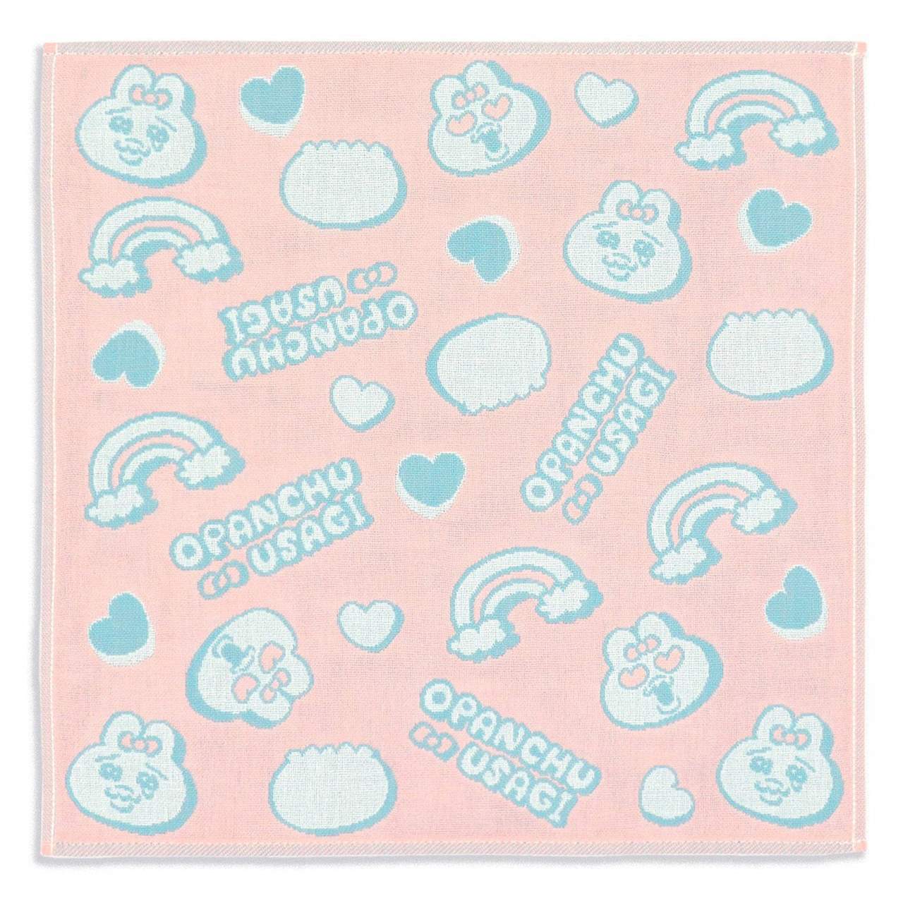 おぱんちゅうさぎ 三重ガーゼウォッシュタオル 総柄 ライトピンク ※8/6~8/13順次発送予定