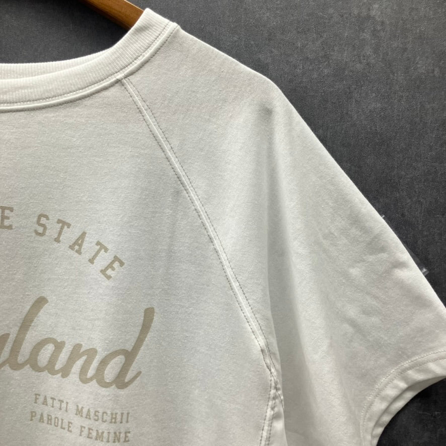 異素材切替ロゴカットソー オフホワイト※7/16~22迄に順次発送予定