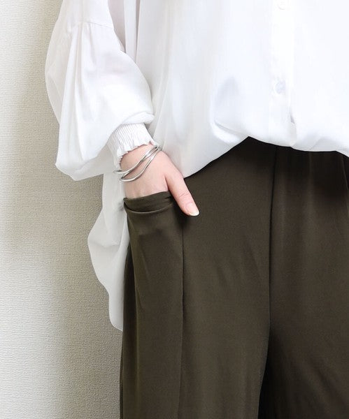 【在庫5点以下】イージーワイドパンツ カーキ ※4/15迄に順次発送予定