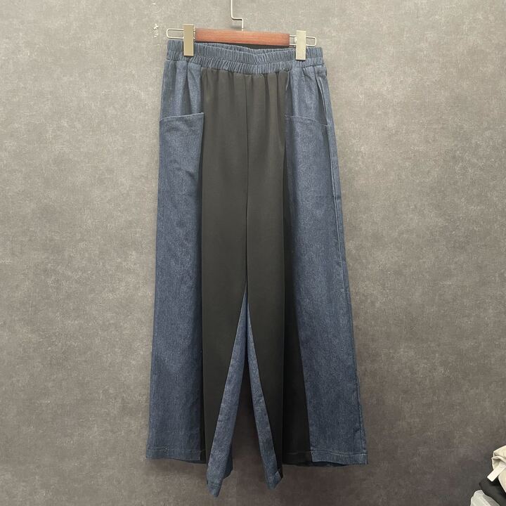 デニム切替ワイドパンツ インディゴブルー※3/11迄に順次発送予定