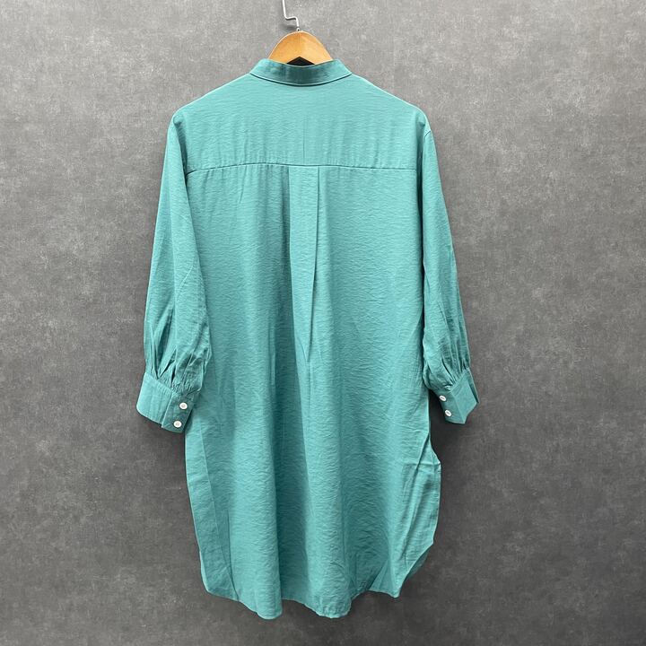 スタンドネックロングブラウス ブルー ※3/25迄に順次発送予定