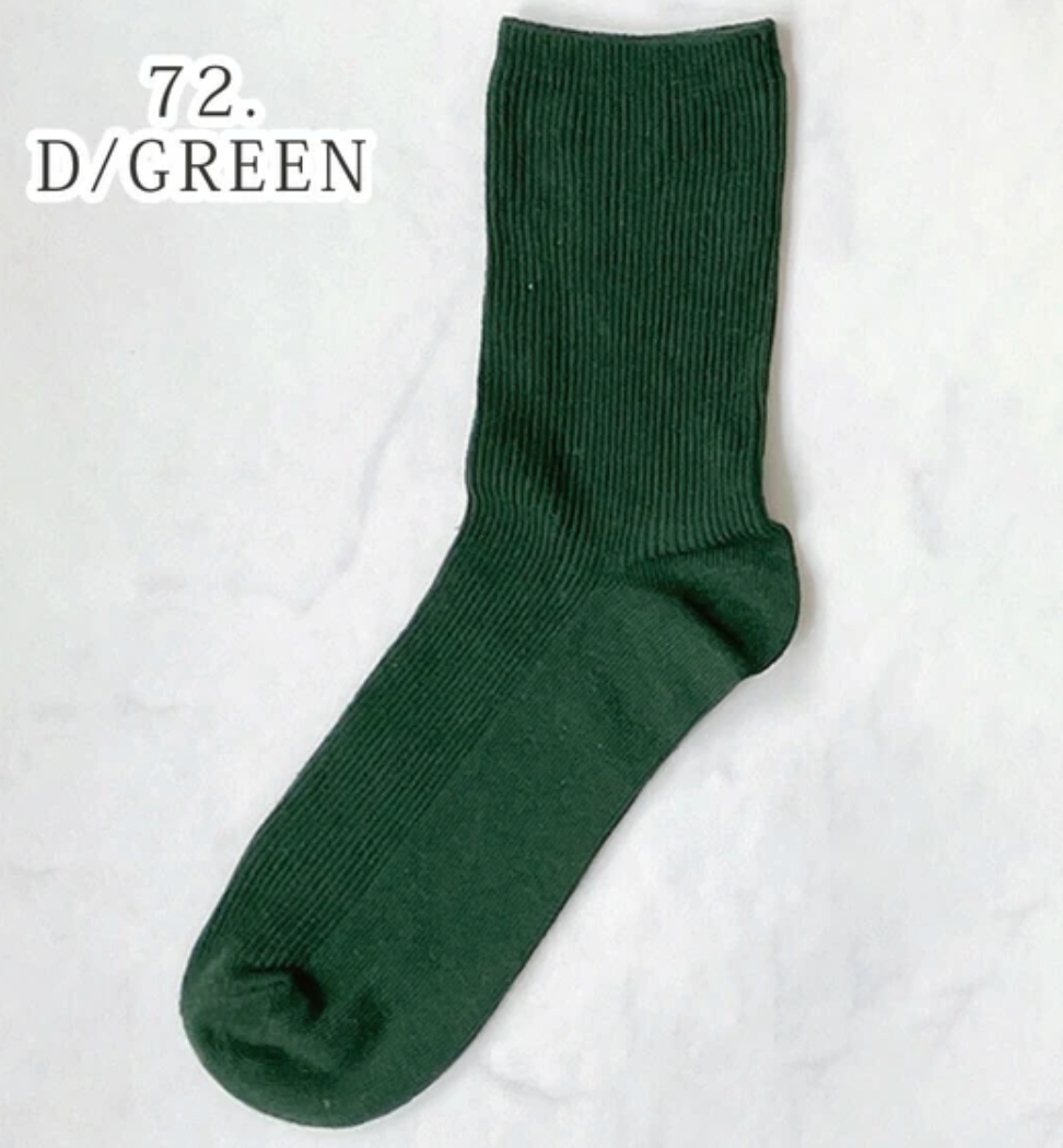 リブクルー丈カラーソックス グリーン※4/8迄に順次発送予定