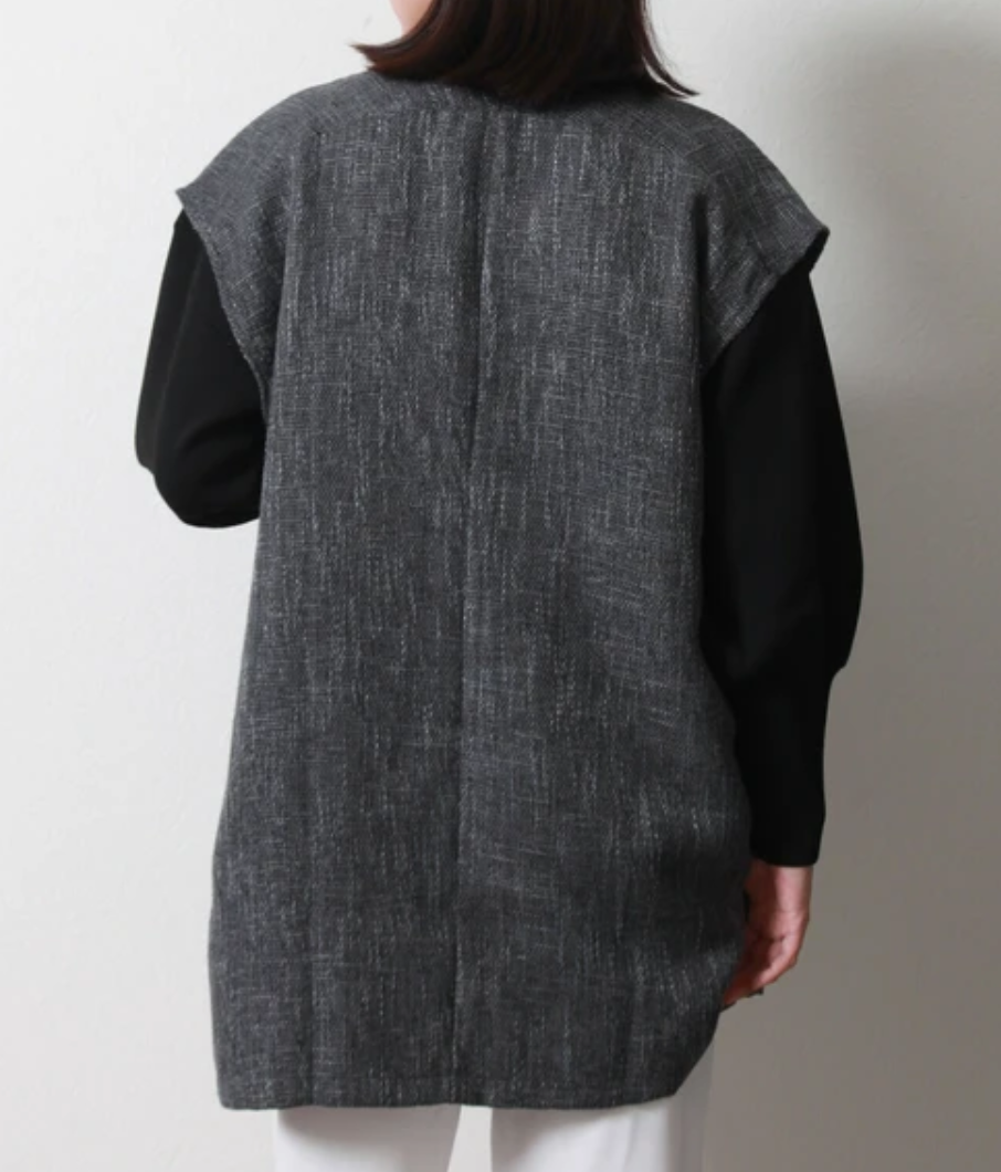 ツイードプルオーバービッグシルエットベスト ブラック※4/30~5/6までに順次配送予定