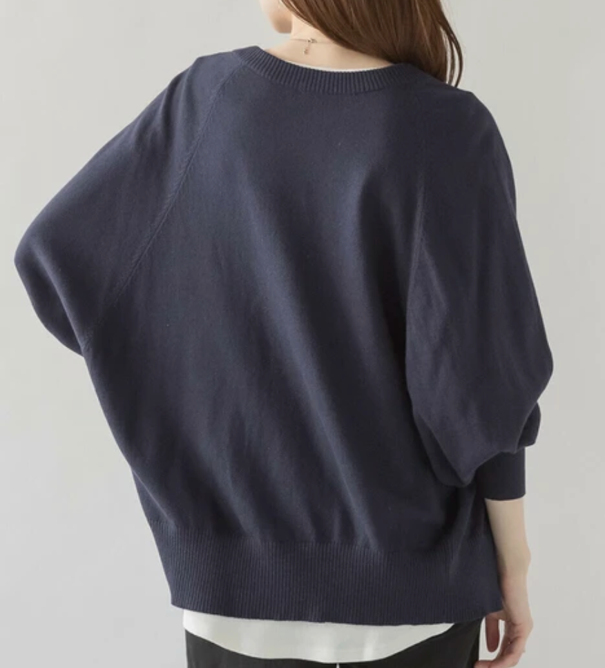キーネックドルマンカーディガン ネイビー※4/8迄に順次発送予定