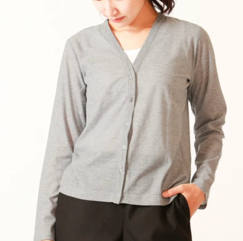 梨地VネックUVカーディガン グレー※6/4~10迄に順次発送予定