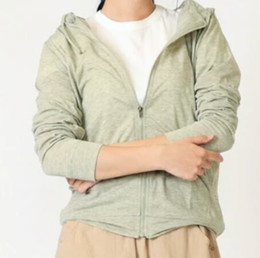 無地薄手UVパーカー カーキ ※4/30~5/6までに順次配送予定