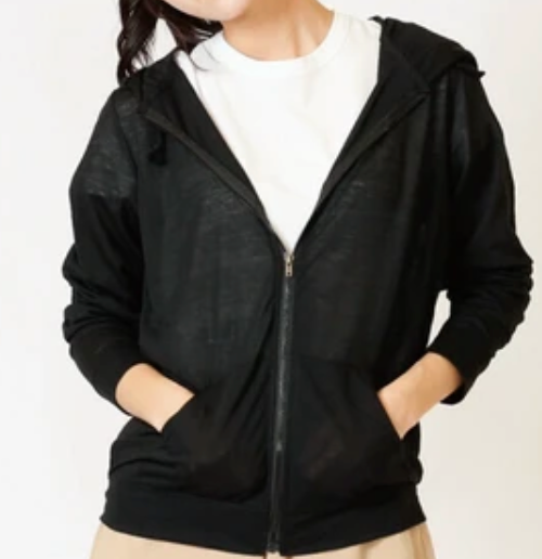 無地薄手UVパーカー ブラック ※4/30~5/6までに順次配送予定