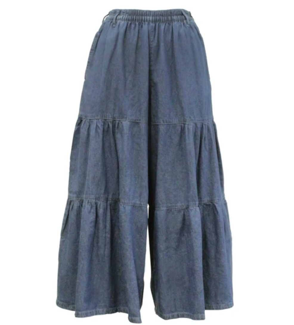 デニムティアードマキシパンツ ブルー※7/2~8迄に順次発送予定