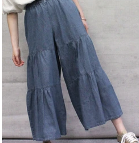 デニムティアードマキシパンツ ブルー※7/2~8迄に順次発送予定