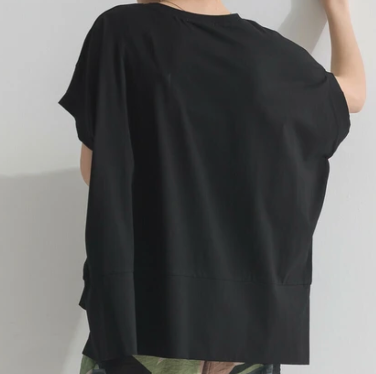 【接触冷感】シルケット加工風ロゴドルマンTシャツ ブラック※8/6~12迄に順次発送予定