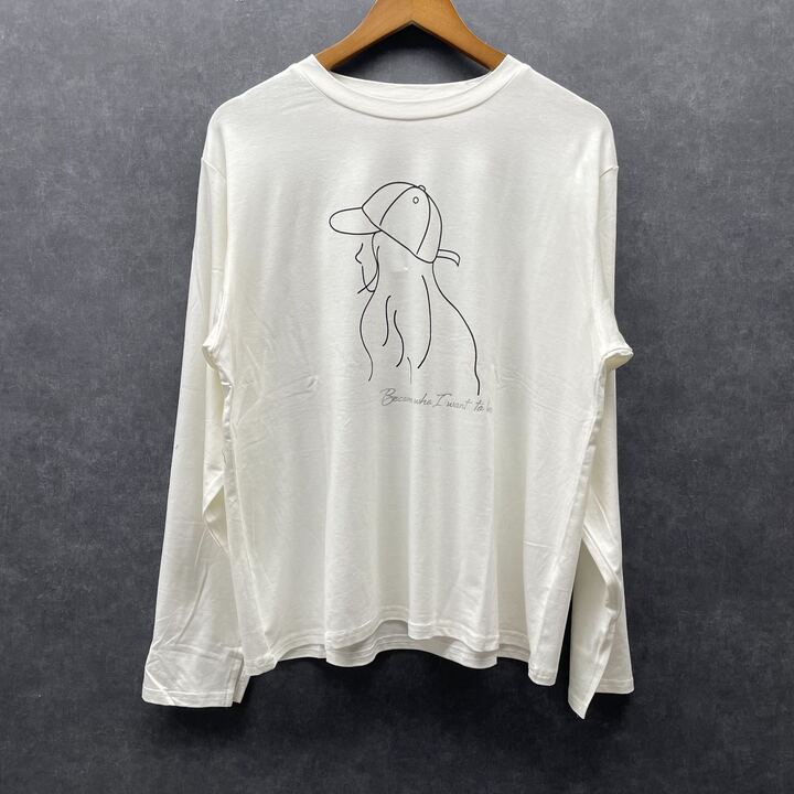 袖スリット横顔ロンT ホワイト※3/11迄に順次発送予定