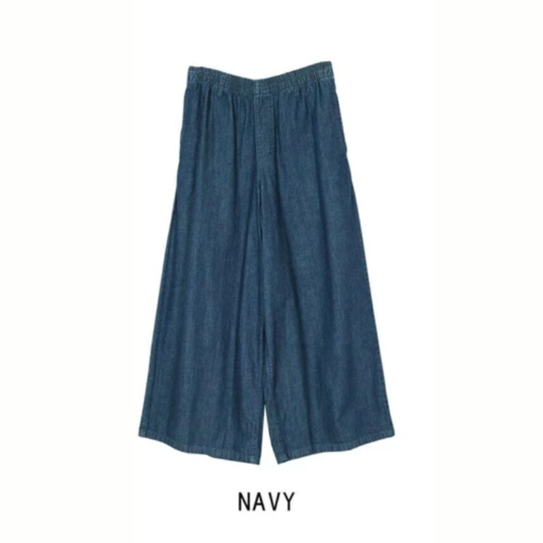 ライトオンスウエスゴムワイドパンツ ネイビー※7/9~15迄に順次発送予定
