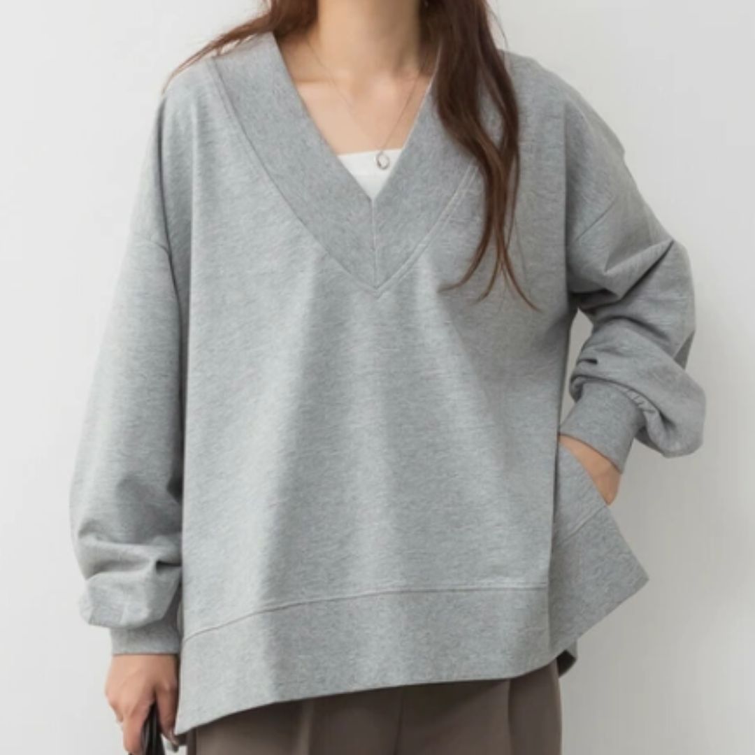 ミニ裏毛Vネックスウェット グレー ※5/7~13までに順次配送予定