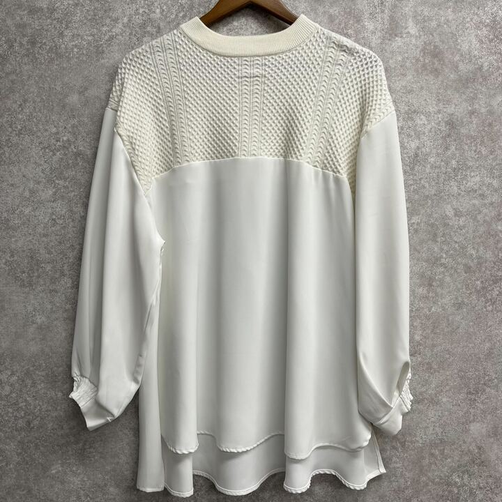 異素材切替トップス オフホワイト※3/11迄に順次発送予定