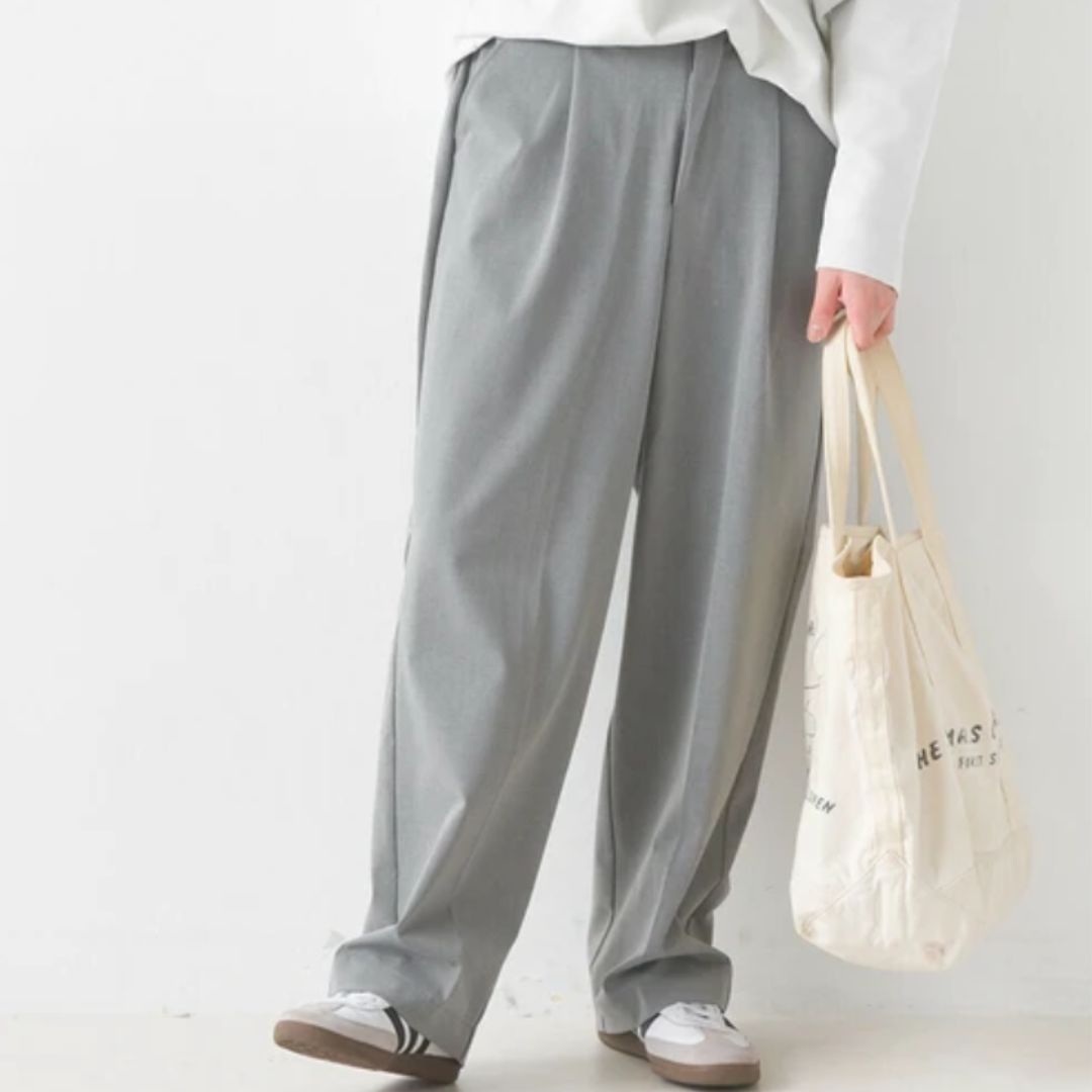 TRストレッチタックワイドパンツ グレー※4/23~29までに順次配送予定