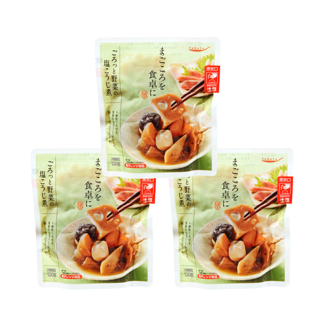【K&K】tabete ごろっと野菜の塩こうじ煮 3袋セット ※12/2までに順次発送