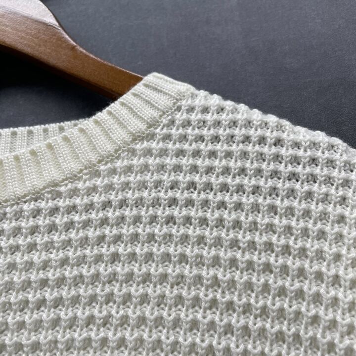 【在庫5点以下】メッシュニットベスト オフホワイト※4/15迄に順次発送予定