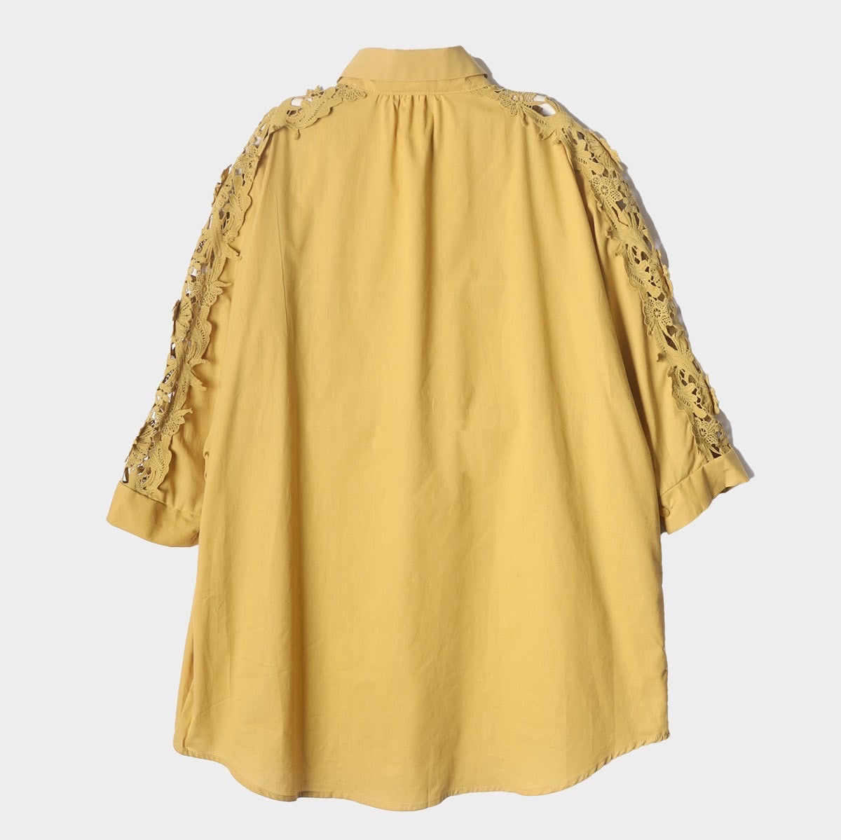 【369】袖レースデザインシャツ イエロー ※10/7迄に順次発送予定