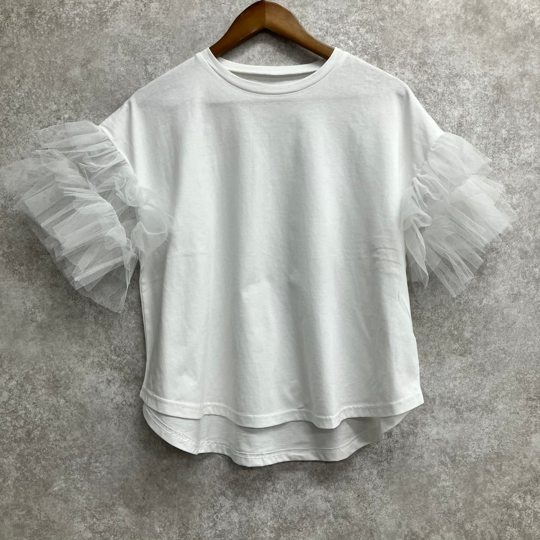 袖チュールカットソー ホワイト※8/6~12迄に順次発送予定