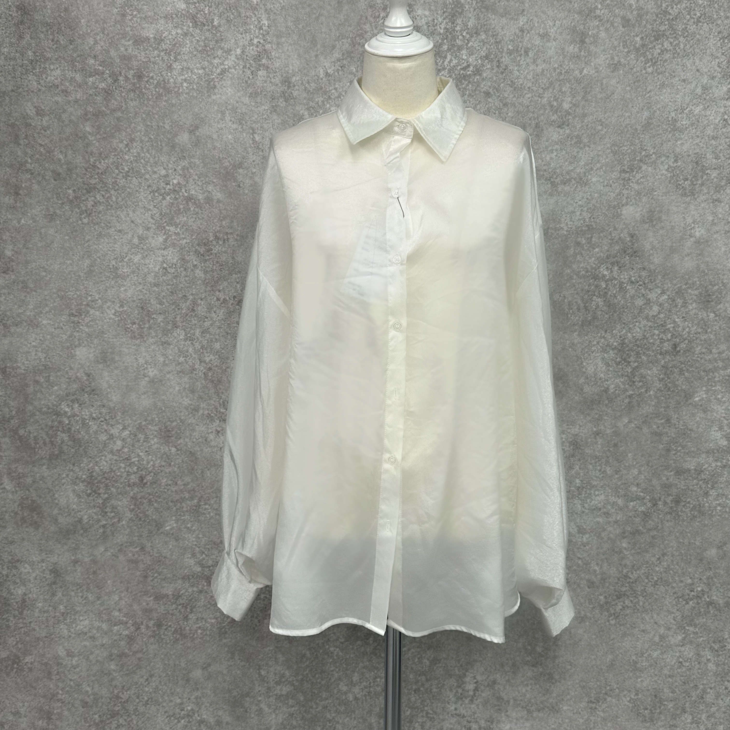 ラメシアーオーバサイズシャツ ホワイト ※10/7迄に順次発送予定