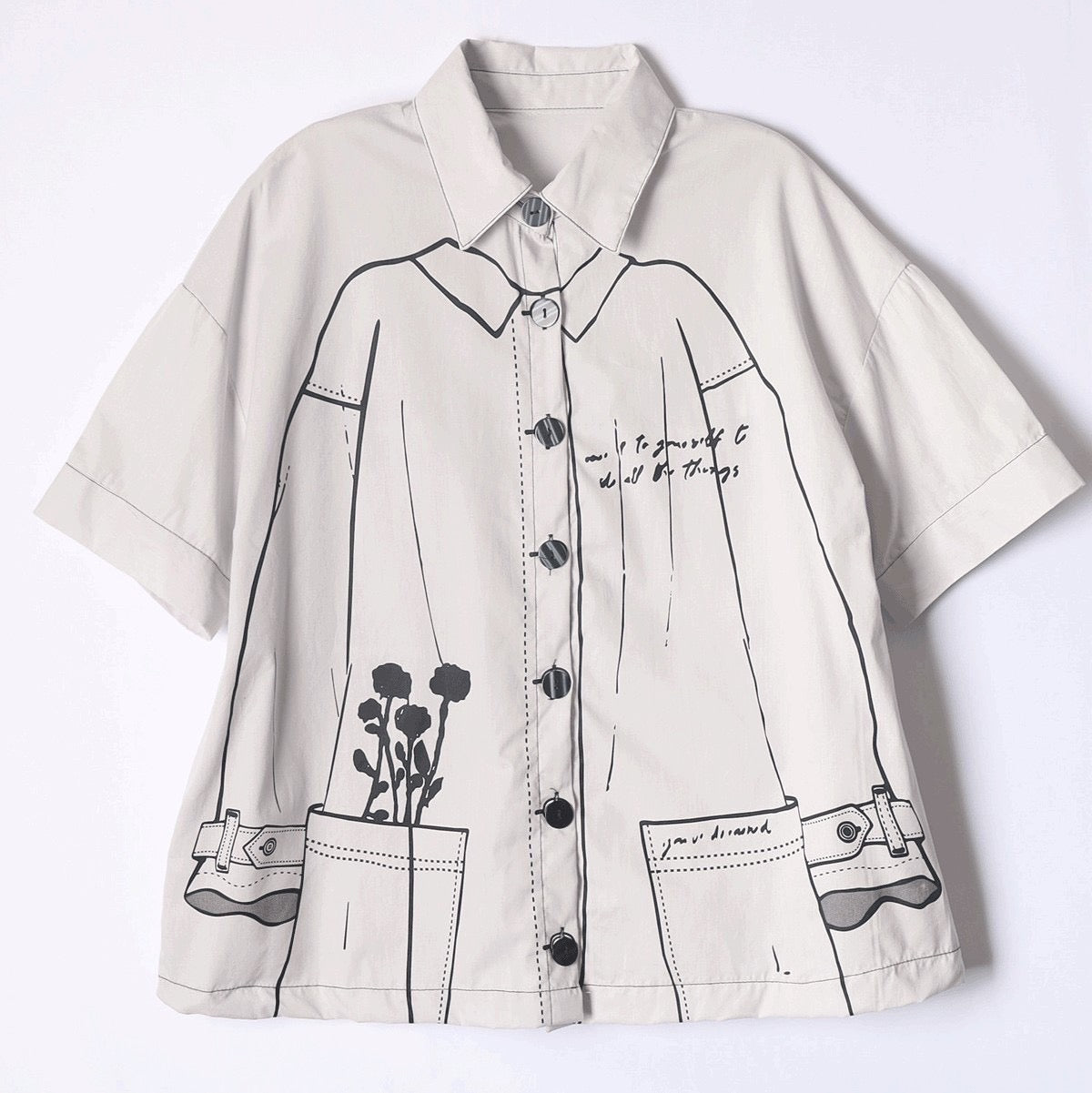 【369】イラストデザインシャツ ライトグレー ※10/7迄に順次発送予定