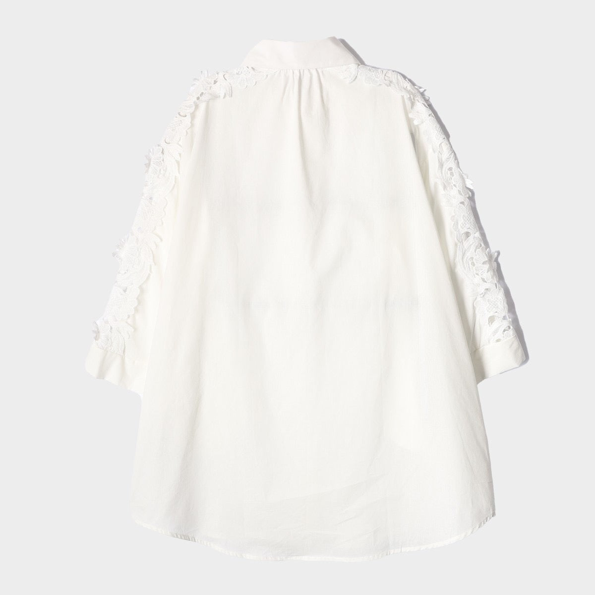 【369】袖レースデザインシャツ ホワイト ※10/7迄に順次発送予定