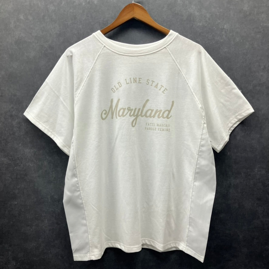 異素材切替ロゴカットソー オフホワイト※7/16~22迄に順次発送予定