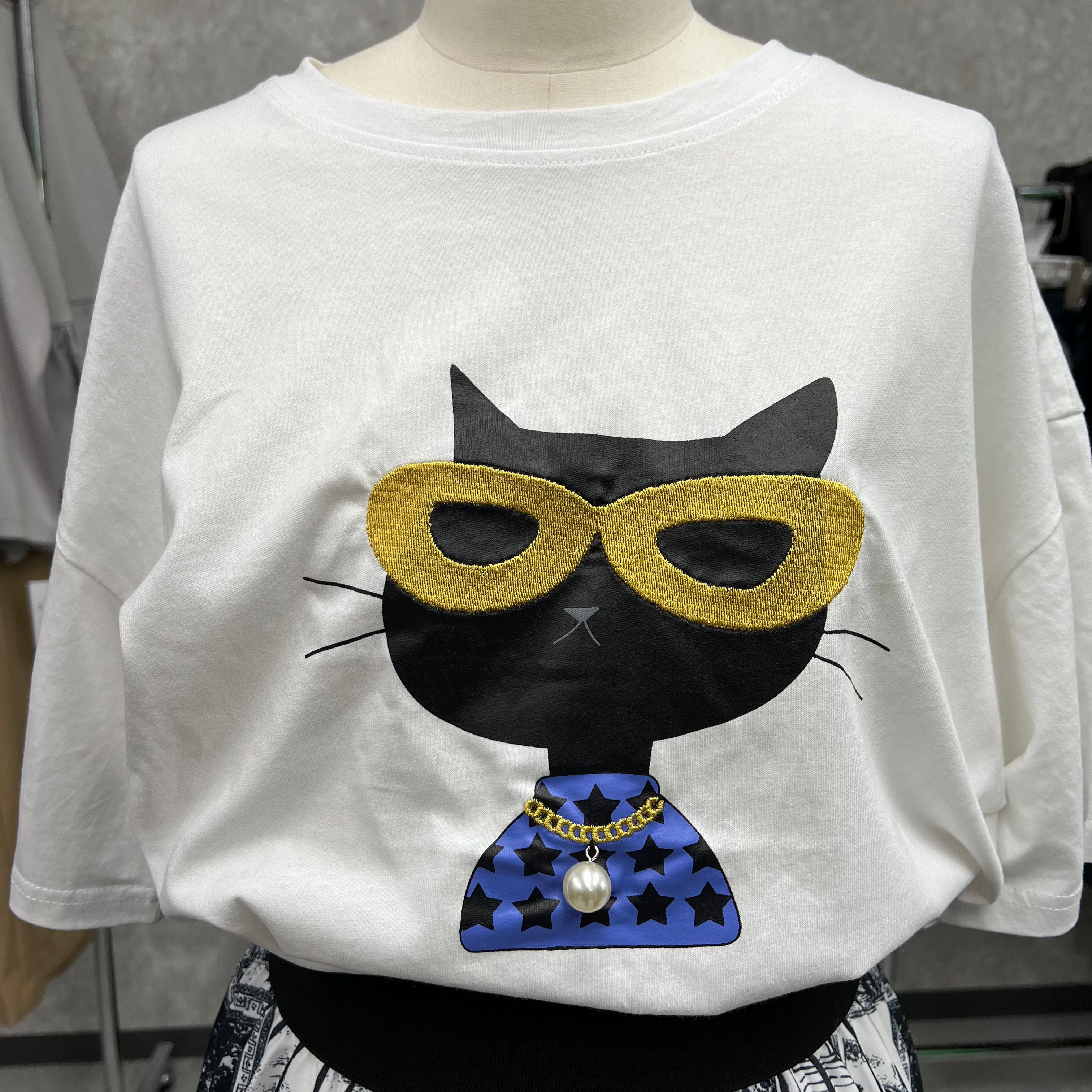 黒猫 Tシャツ ホワイト ※10/21迄に順次発送予定