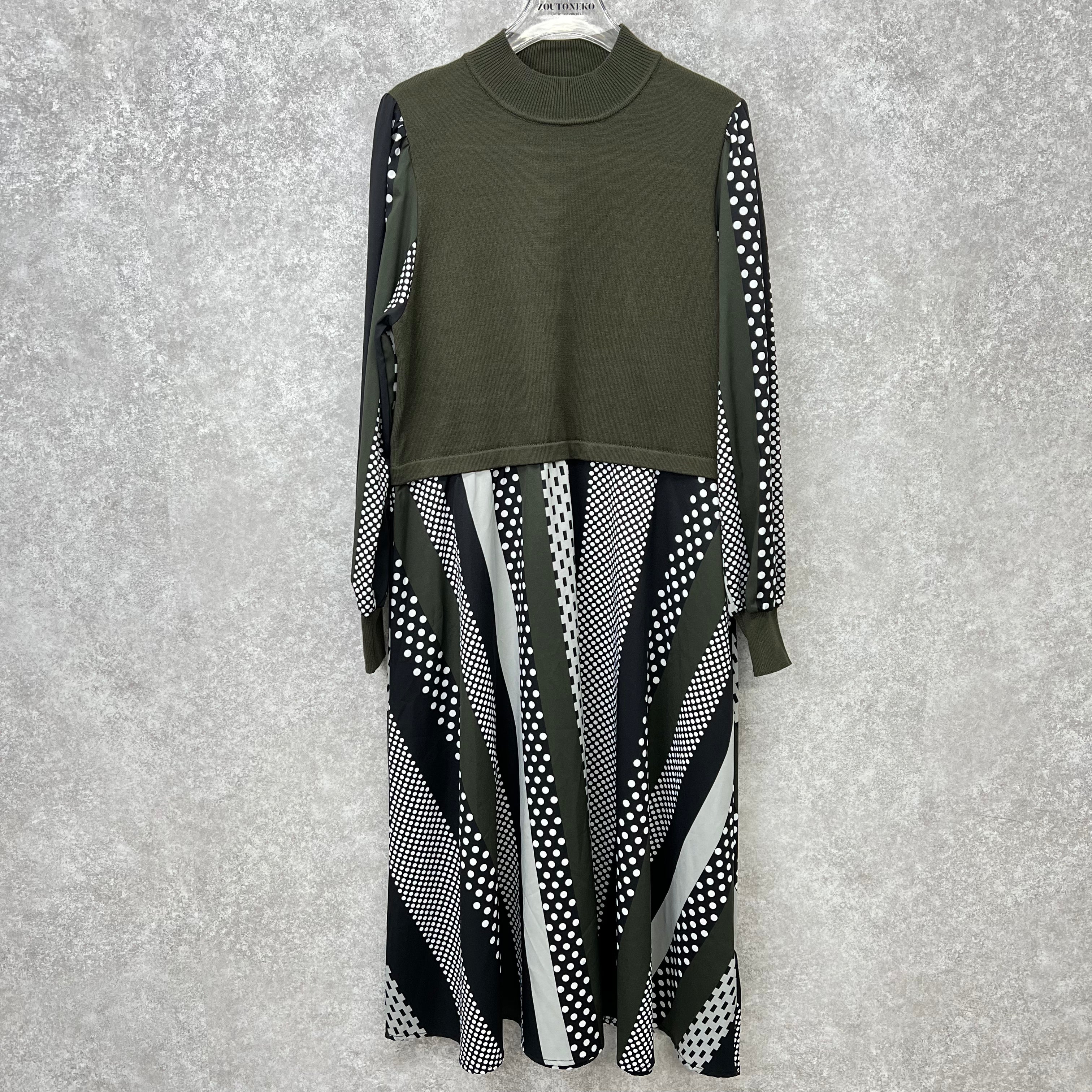 【在庫5点以下】ロングワンピース カーキ ※4/15迄に順次発送予定