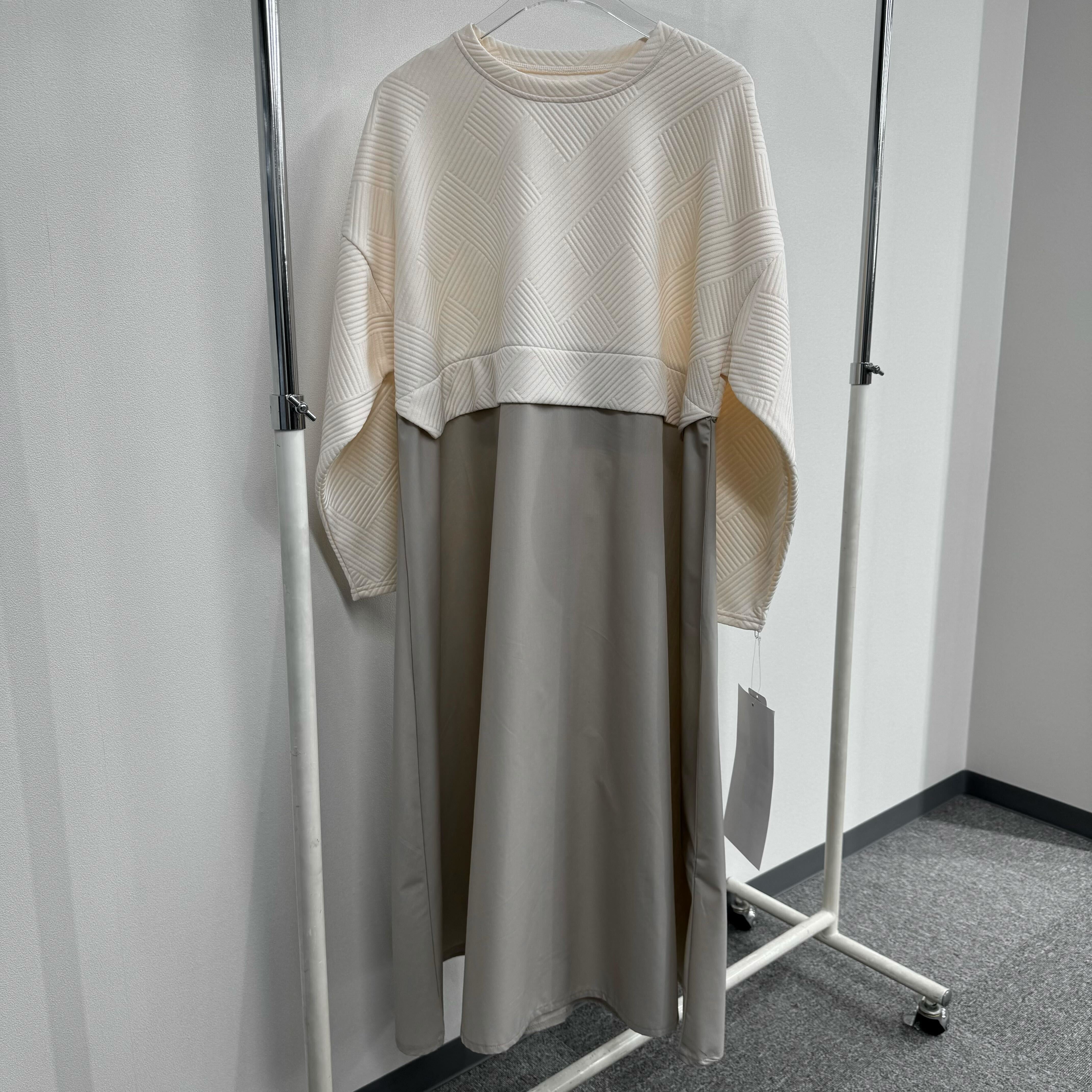 ジャガードトップス ドッキングワンピース ベージュ※1月上旬迄に順次発送予定