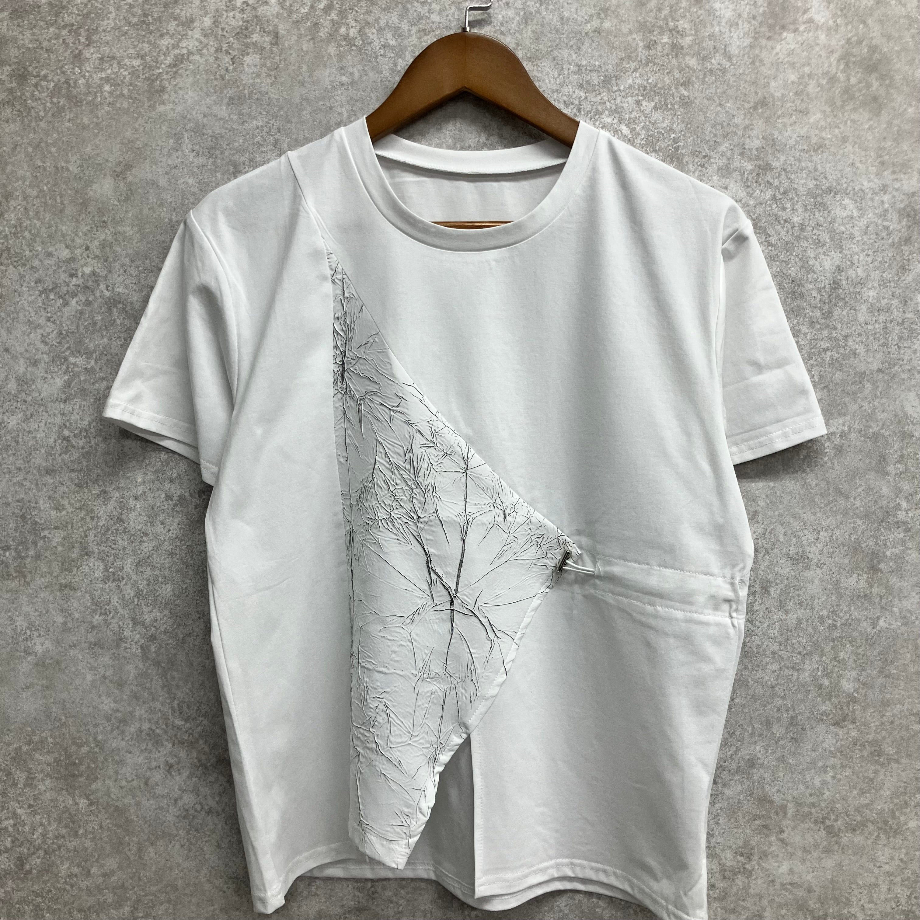 アシンメトリーデザインTシャツ ホワイト※7/23～29迄に順次発送予定