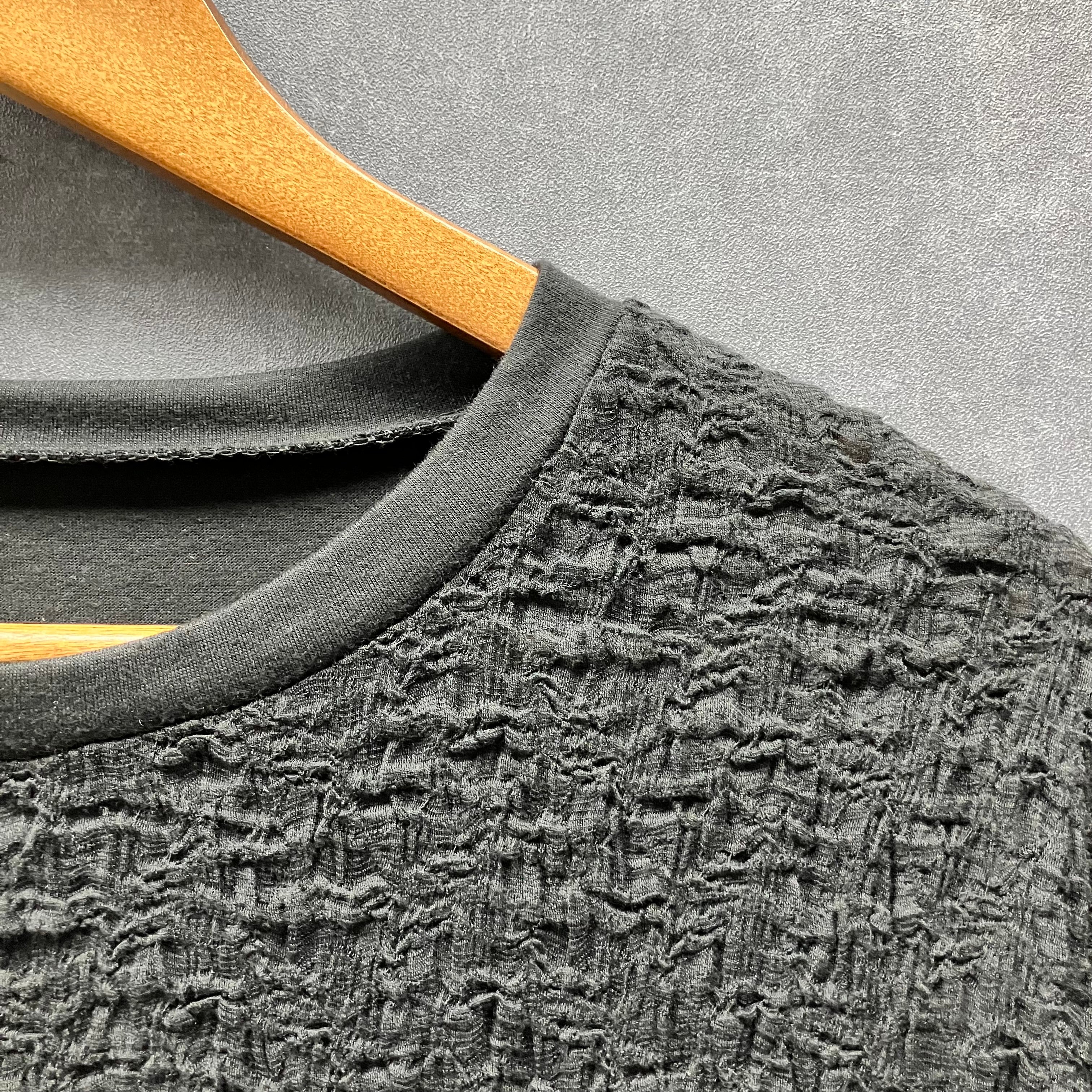 デザインポケット付異素材トップス ブラック※3/25迄に順次発送予定