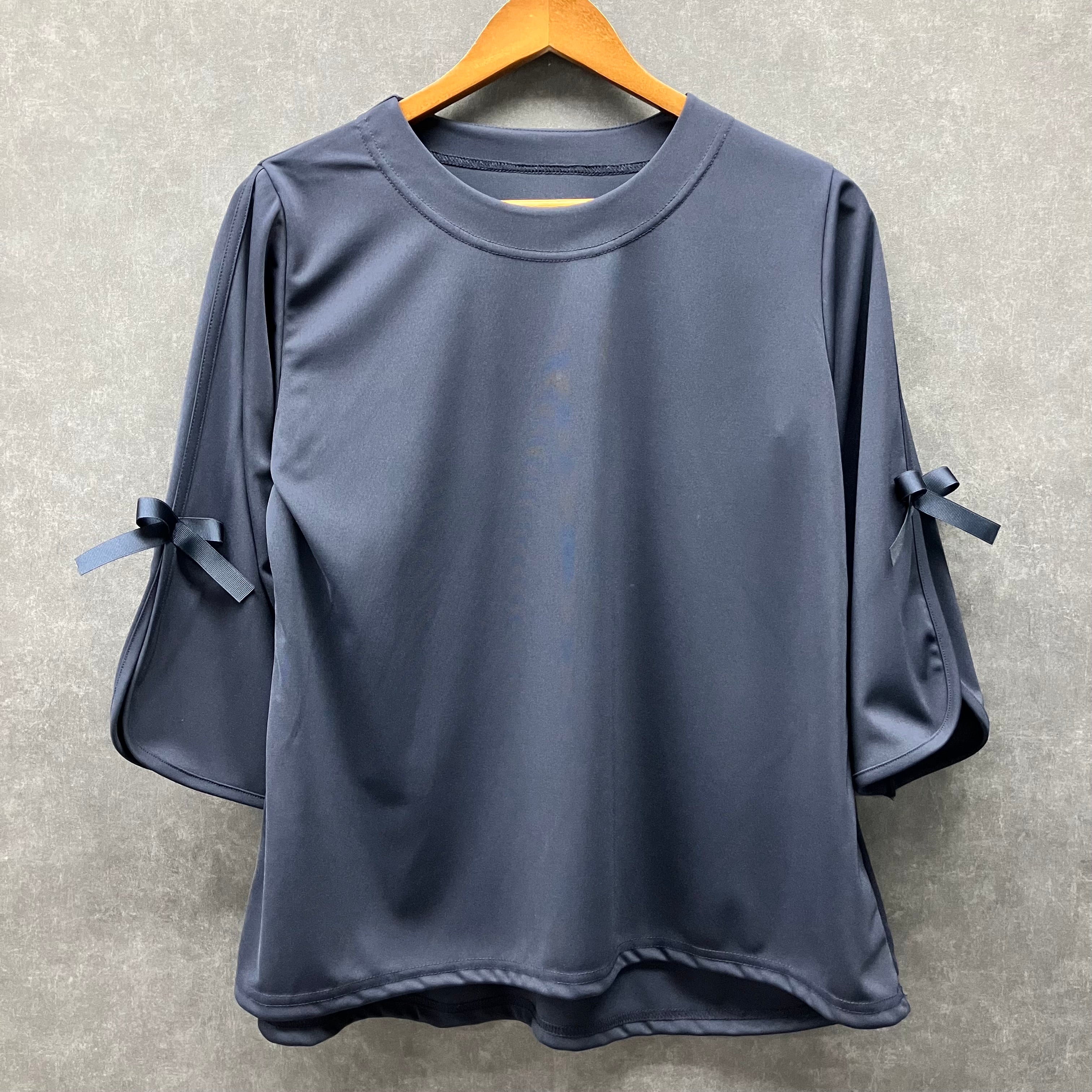 【在庫5点以下】袖リボントップス ネイビー※4/15迄に順次発送予定