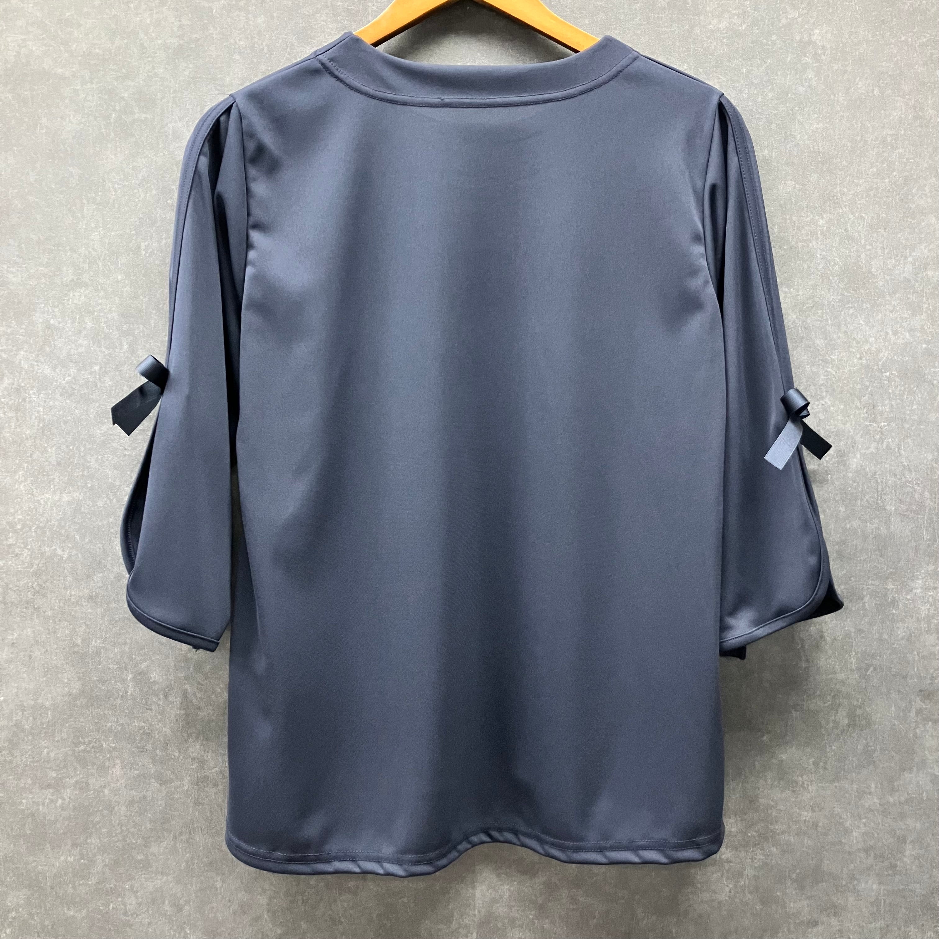 【在庫5点以下】袖リボントップス ネイビー※4/15迄に順次発送予定