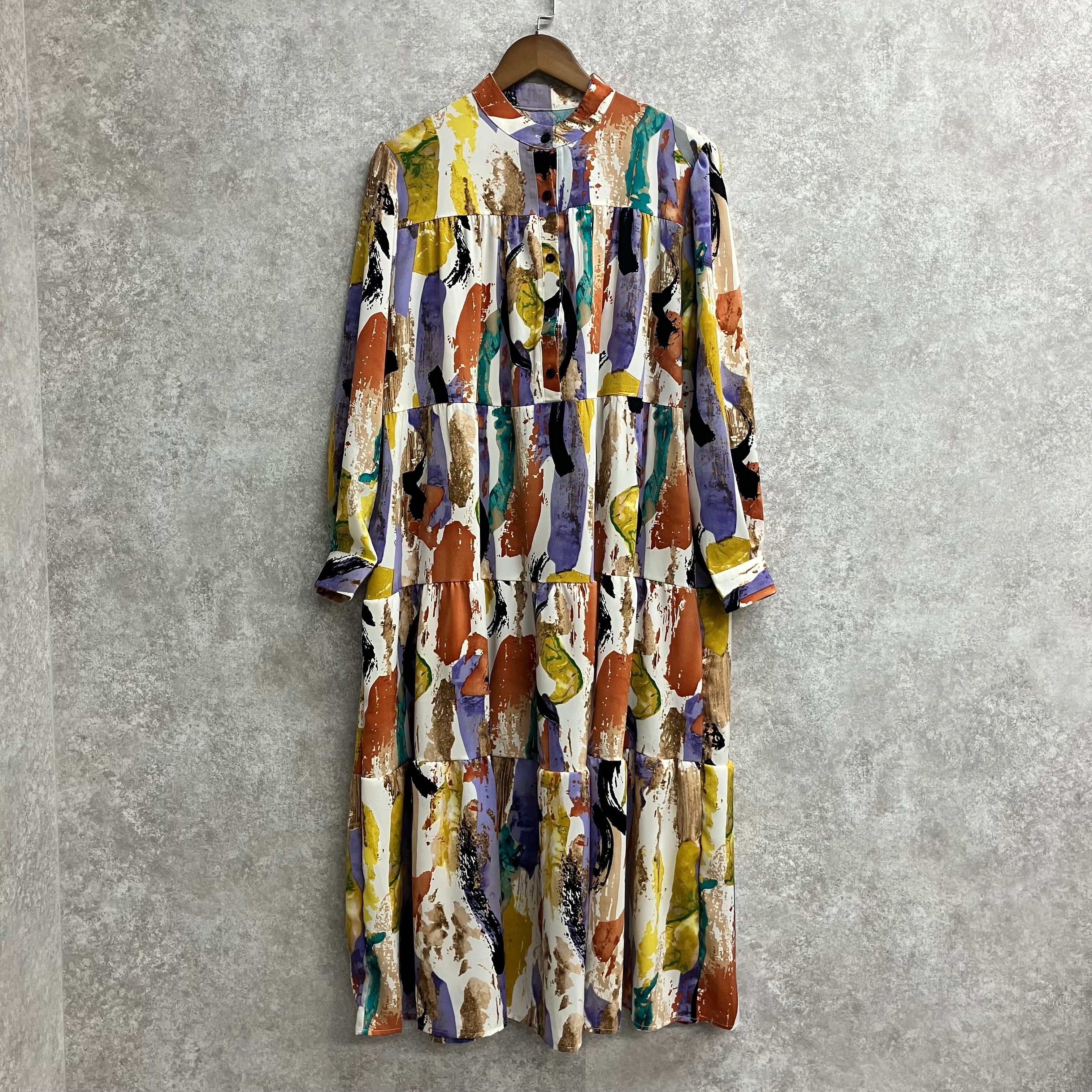 カラフル総柄ワンピース カラシ※4/1迄に順次発送予定