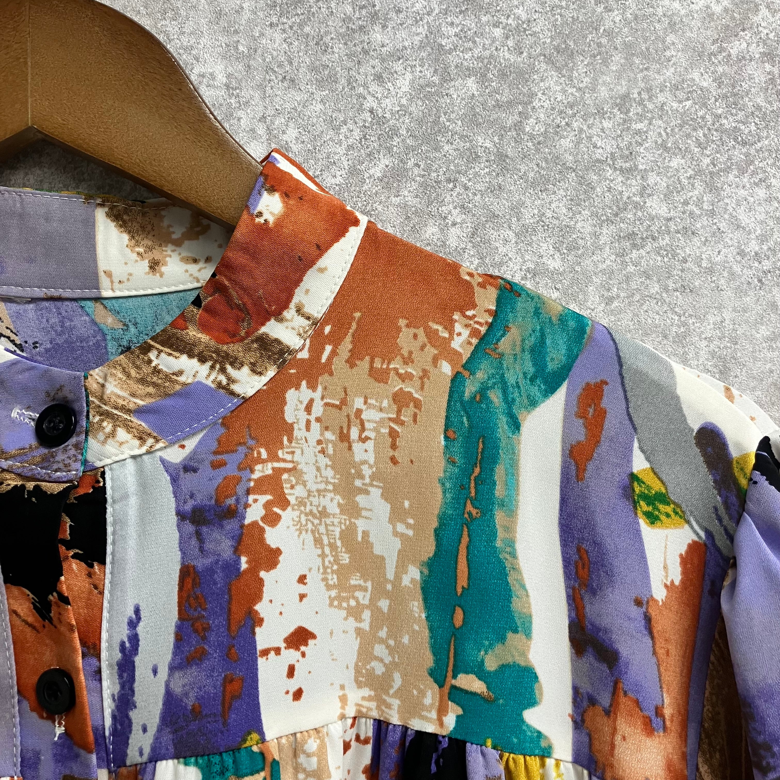 カラフル総柄ワンピース カラシ※4/1迄に順次発送予定