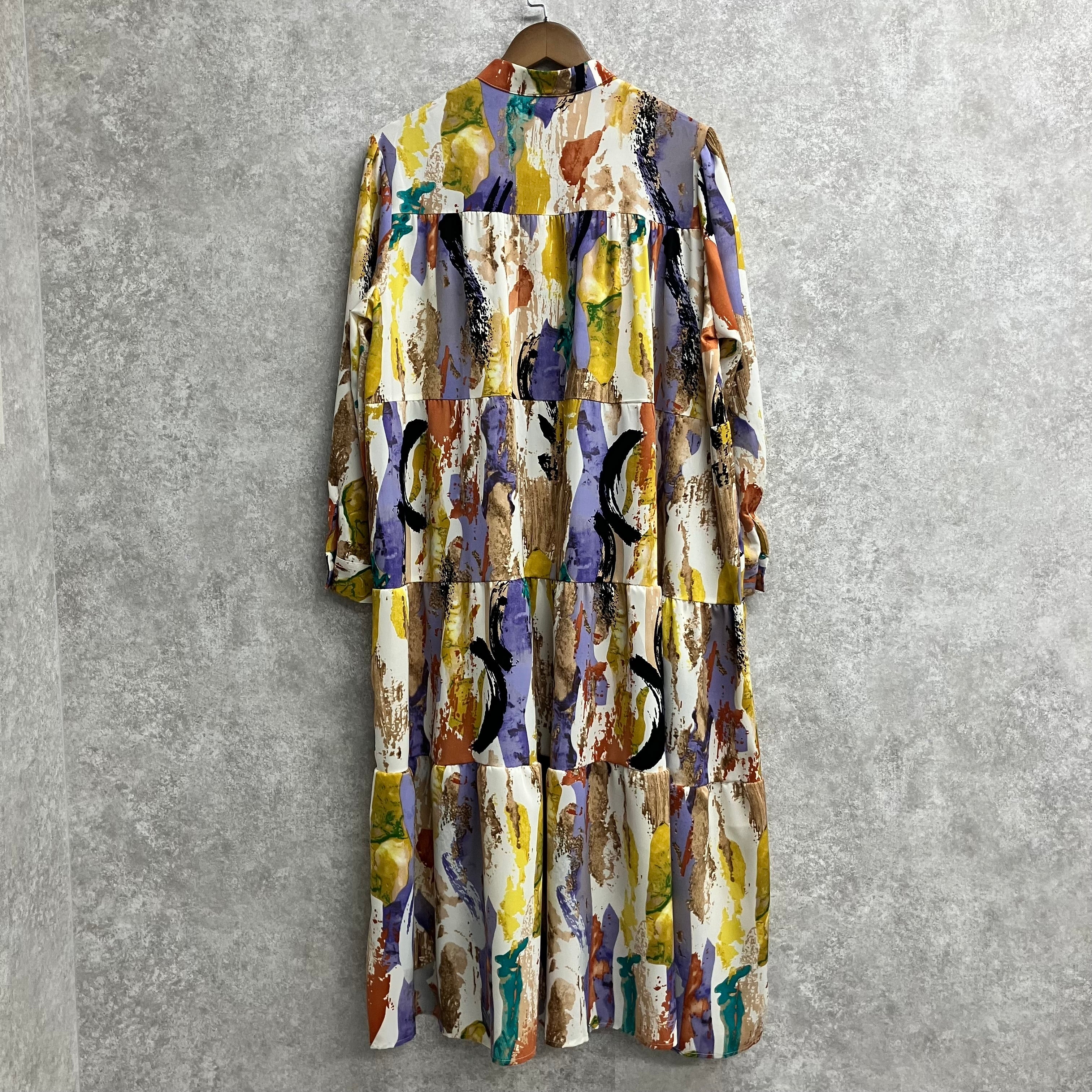 カラフル総柄ワンピース カラシ※4/1迄に順次発送予定