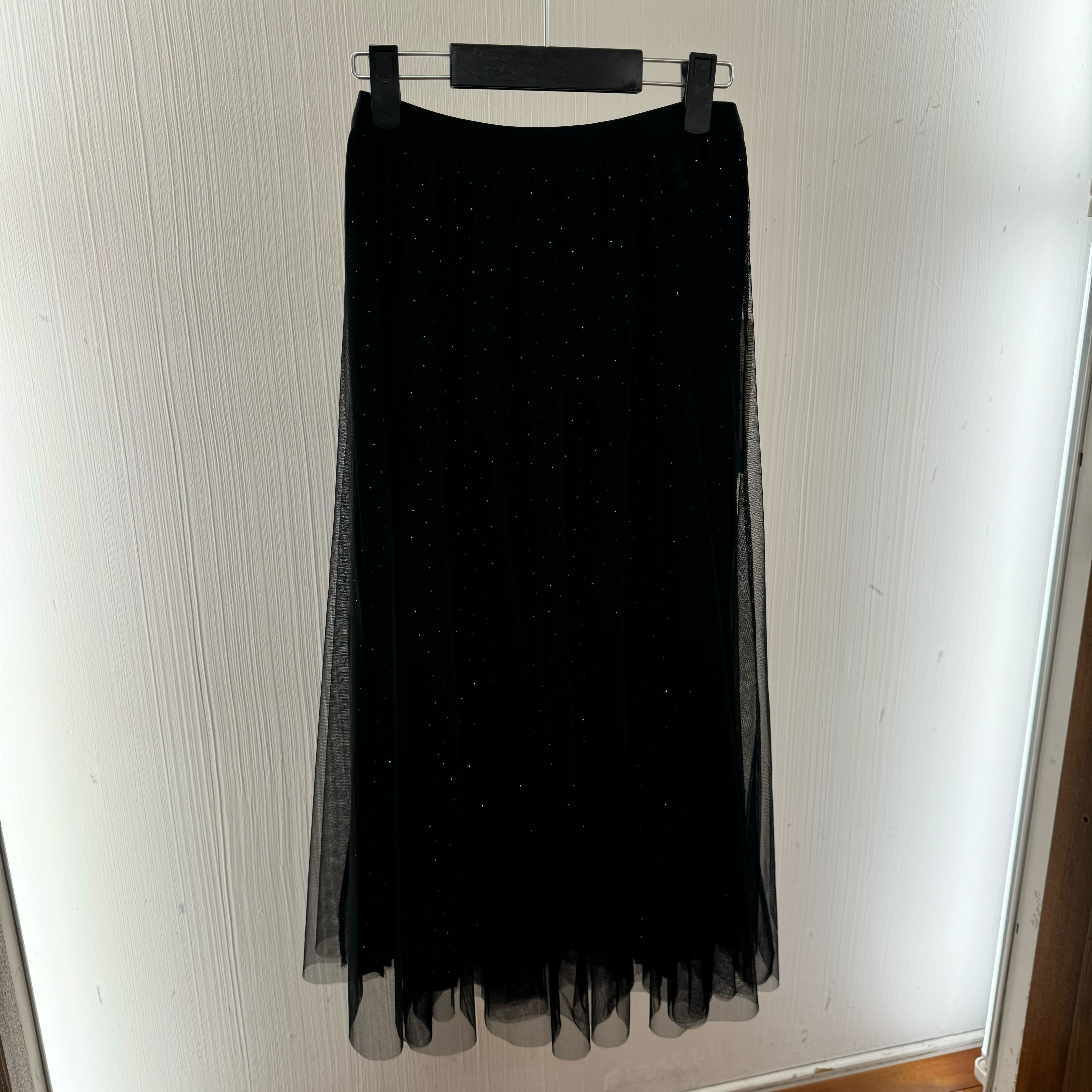 【在庫5点以下】ラメチュールスカート ブラック ※4/15迄に順次発送予定