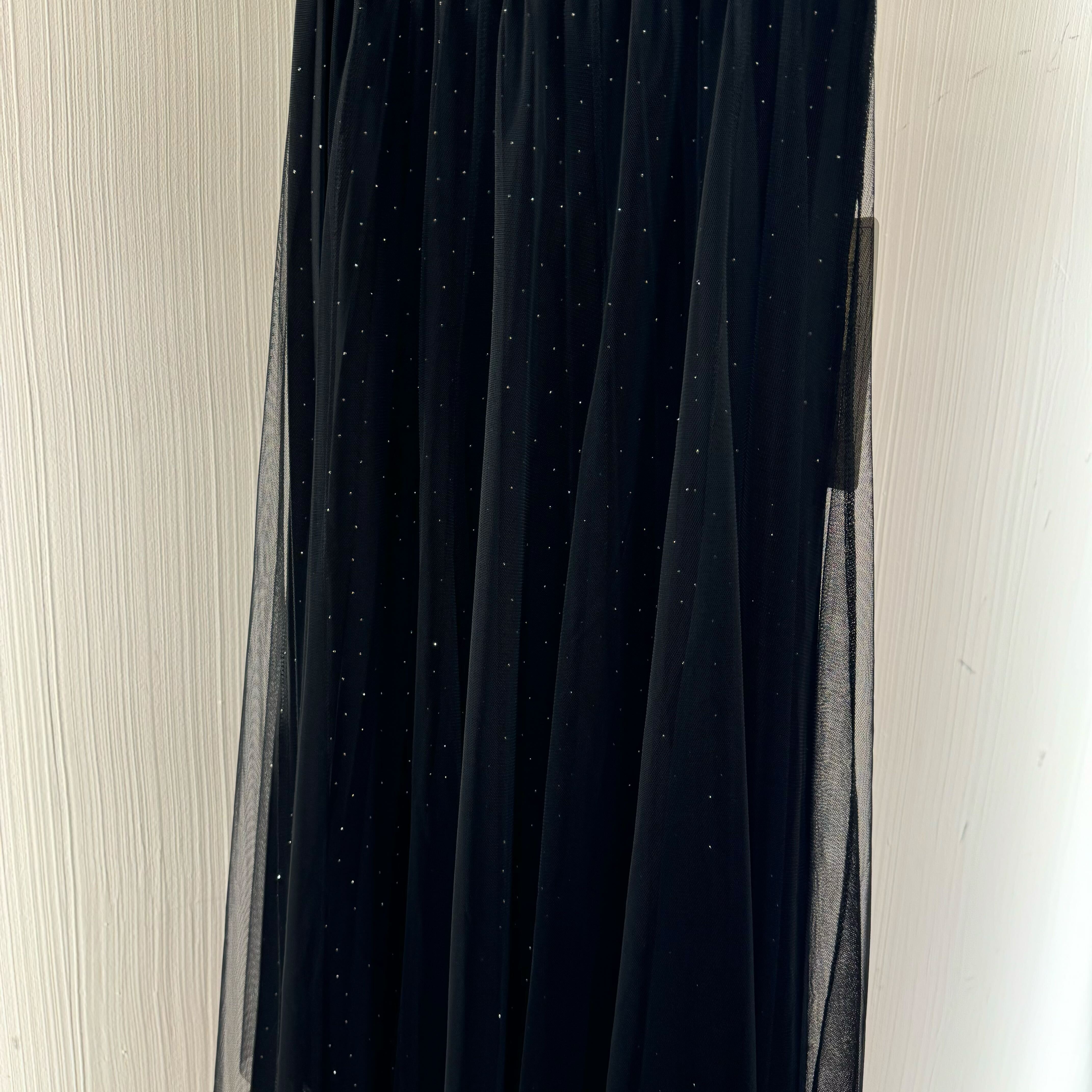 【在庫5点以下】ラメチュールスカート ブラック ※4/15迄に順次発送予定