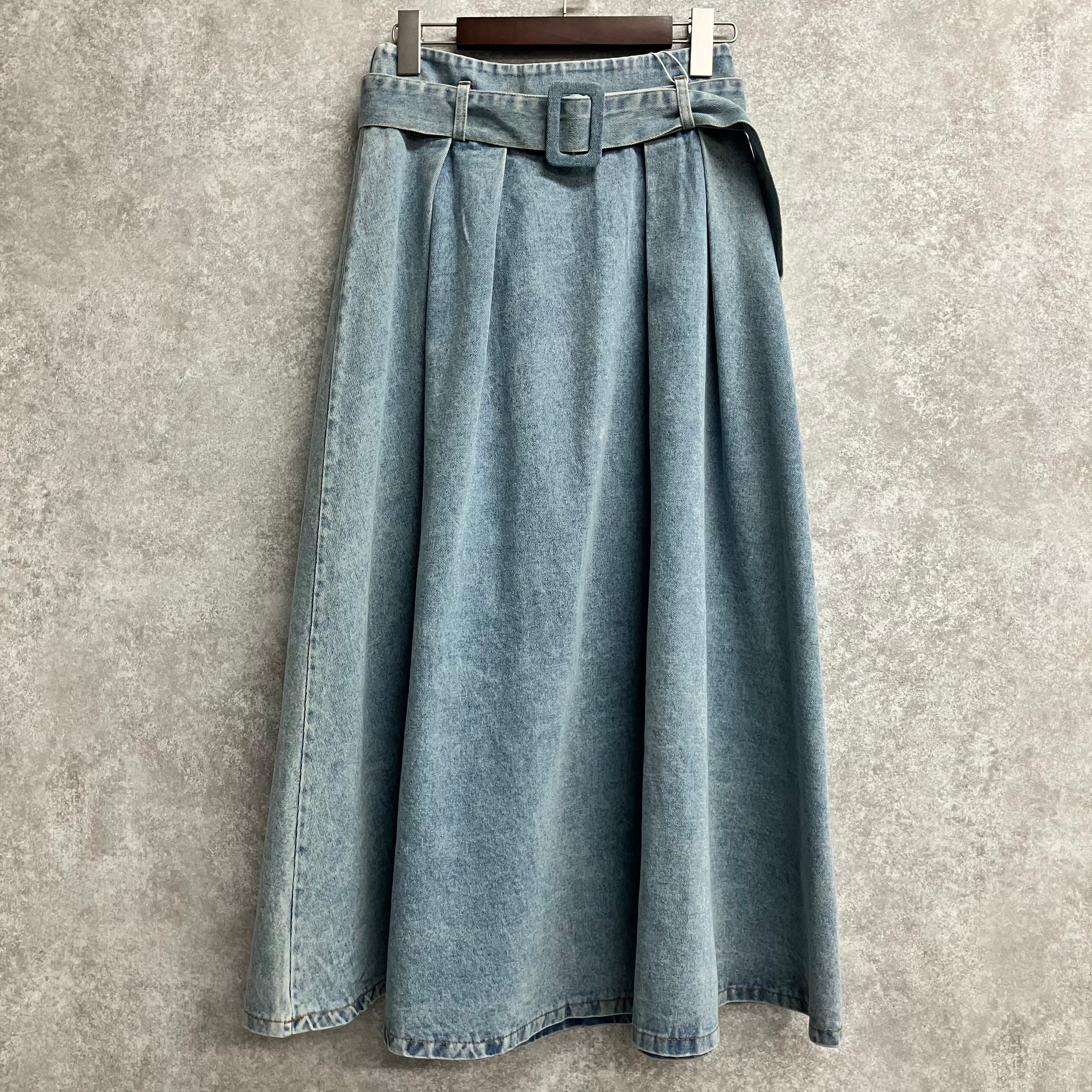 ベルト付きデニムスカート ケミカル※4/23~29までに順次配送予定