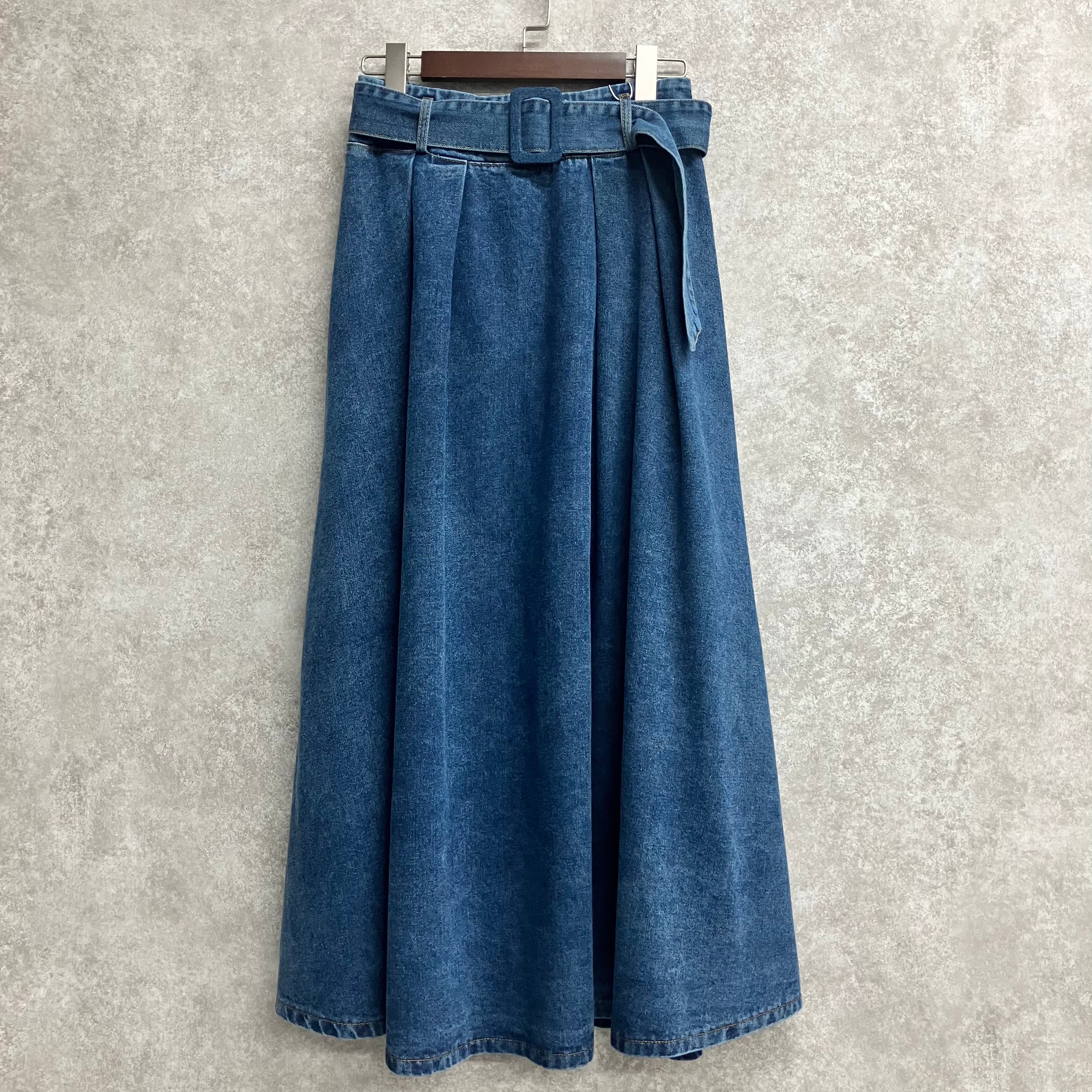 ベルト付きデニムスカート ブルー※4/23~29までに順次配送予定