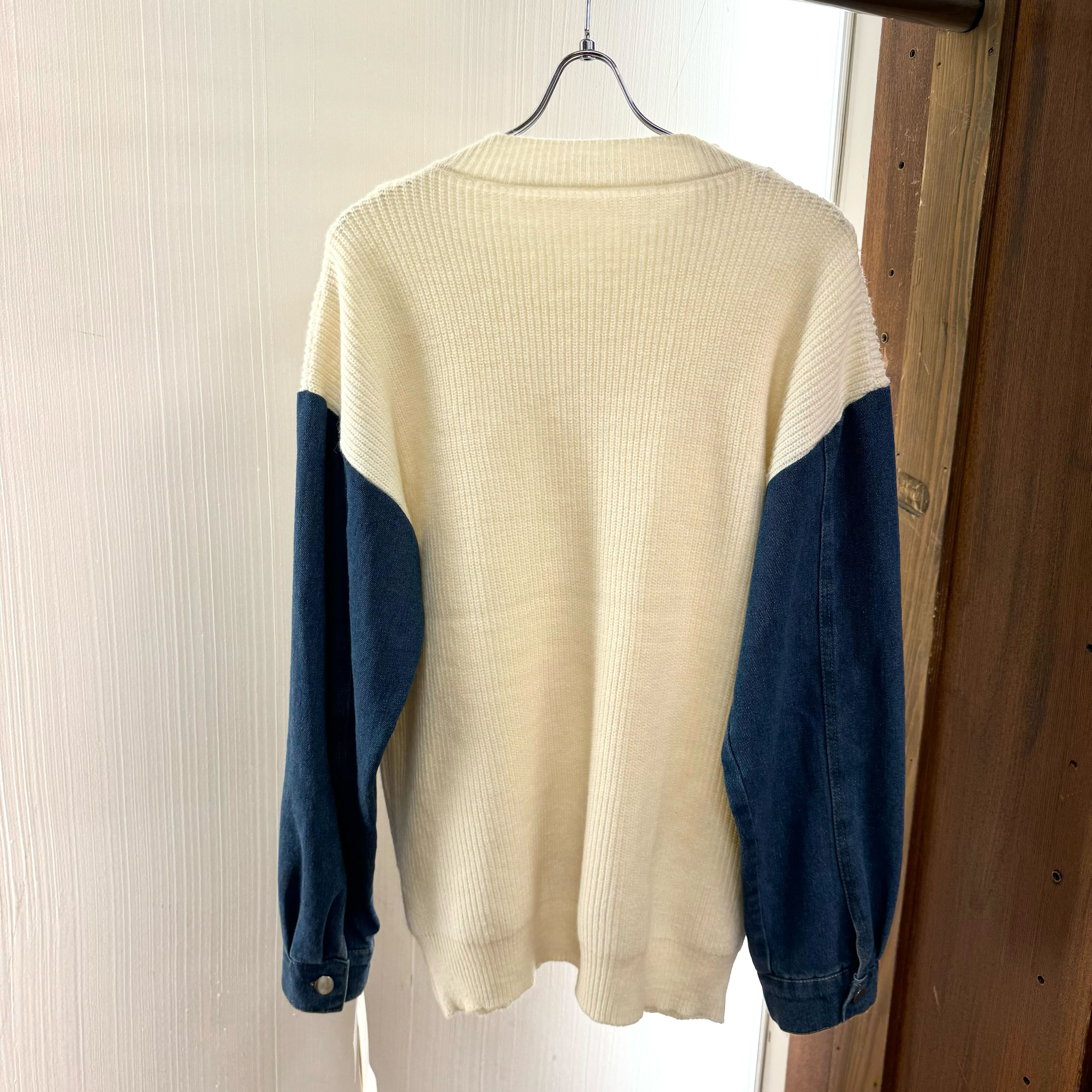 バイカラーナンバーニット オフホワイト ※1月上旬迄に順次発送予定