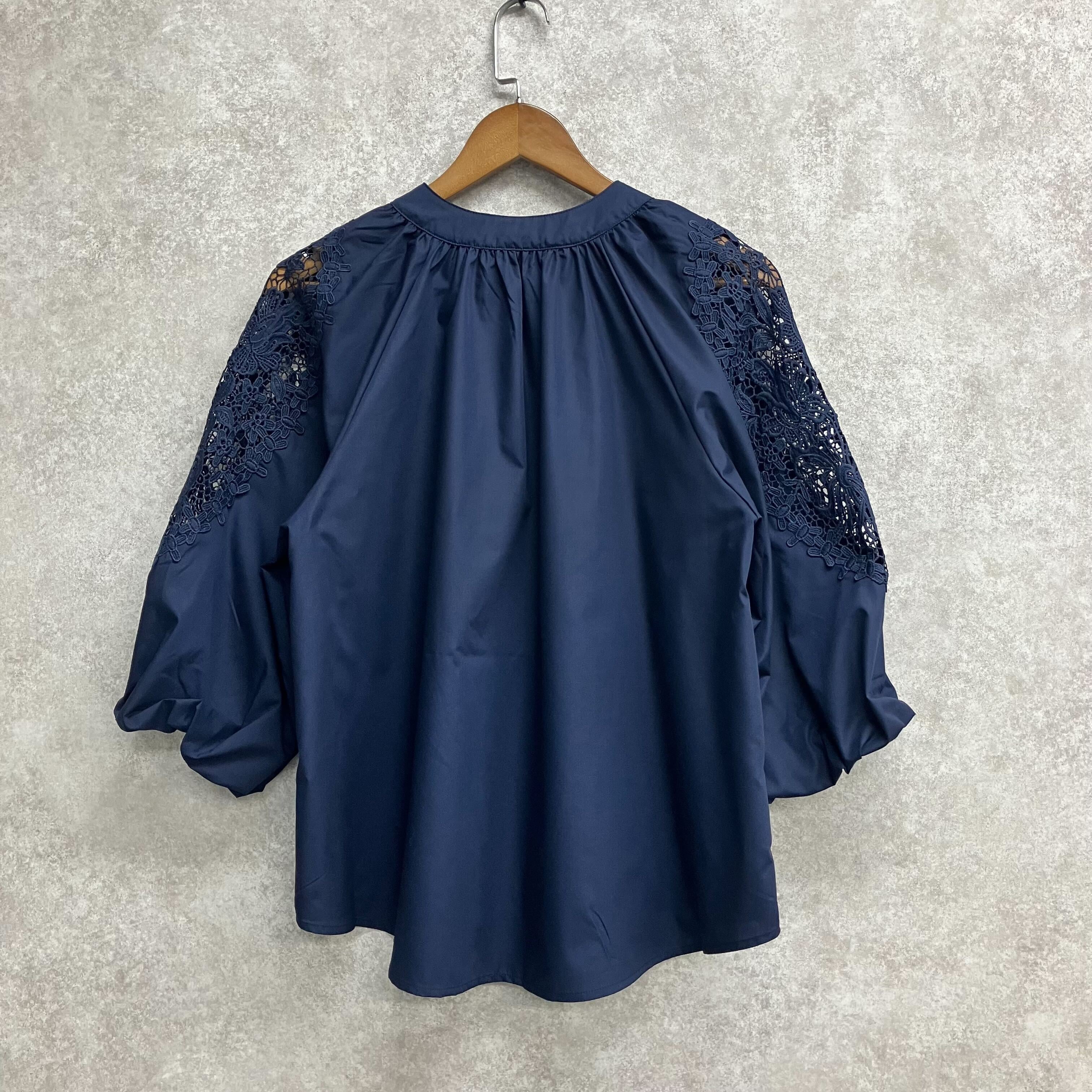 ショルダーレースブラウス ネイビー ※4/1迄に順次発送予定