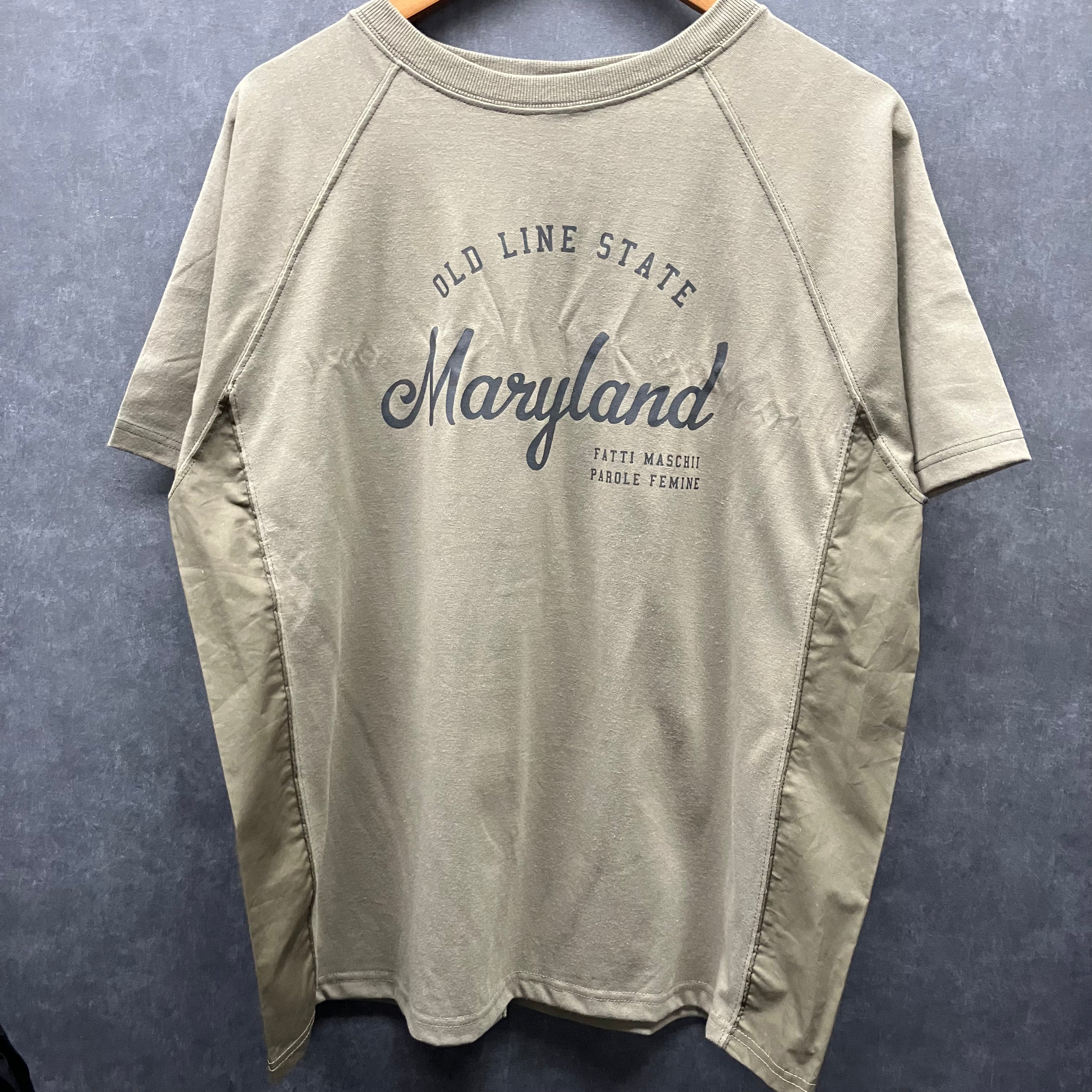 異素材切替ロゴカットソー カーキ※7/16~22迄に順次発送予定