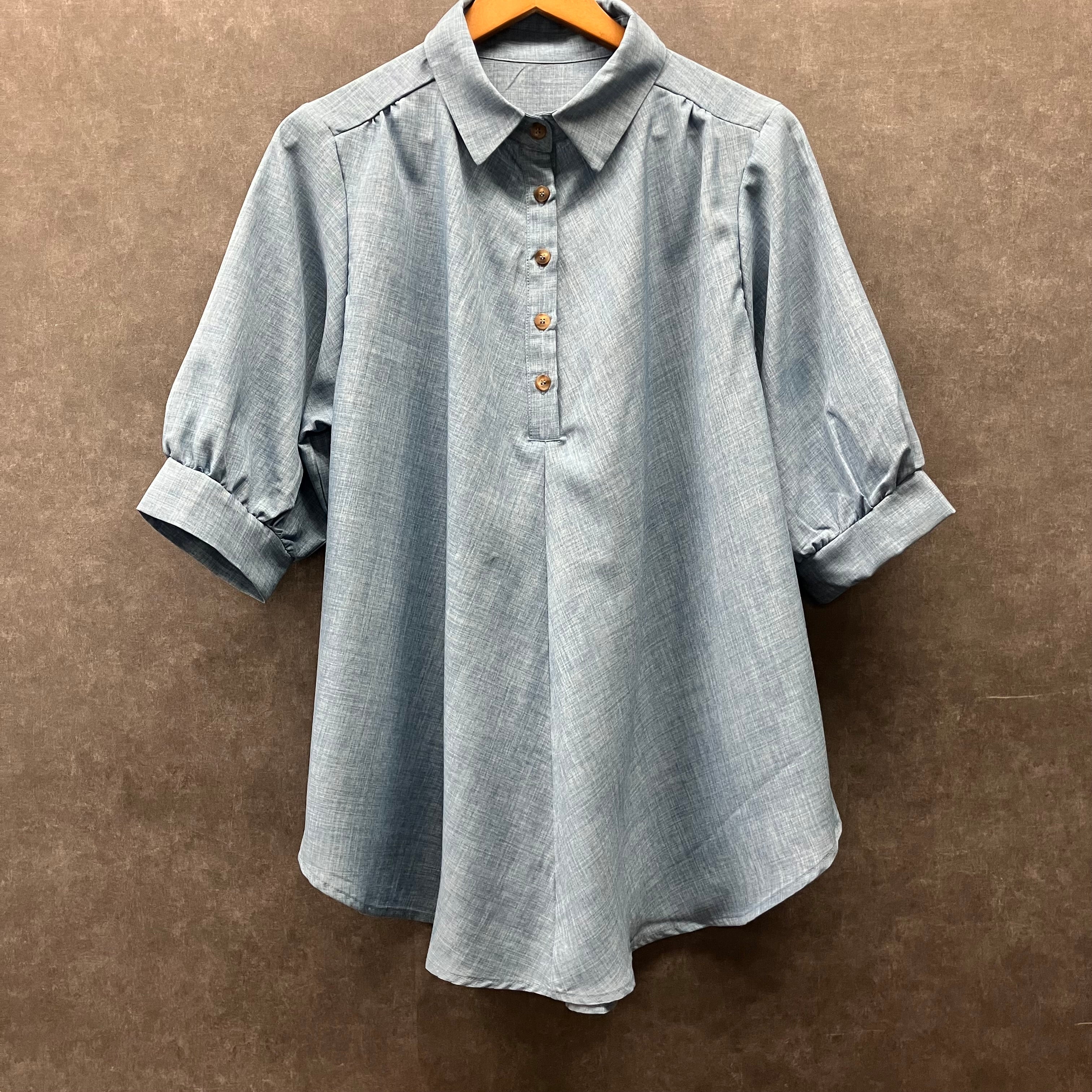 半袖ブラウス サックス※4/9~15迄に順次発送予定