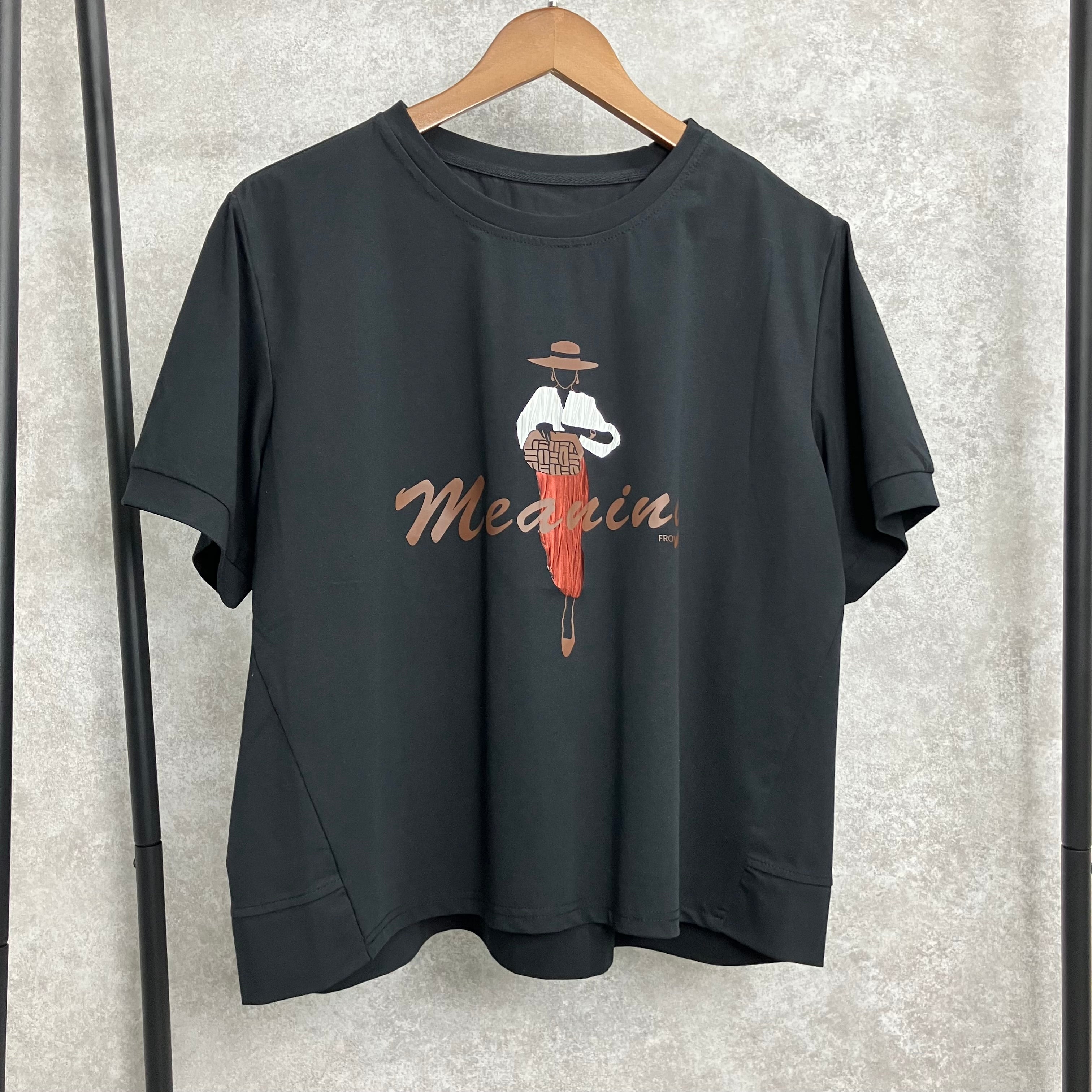 Tシャツ女性プリント ブラック※4/30~5/6までに順次配送予定