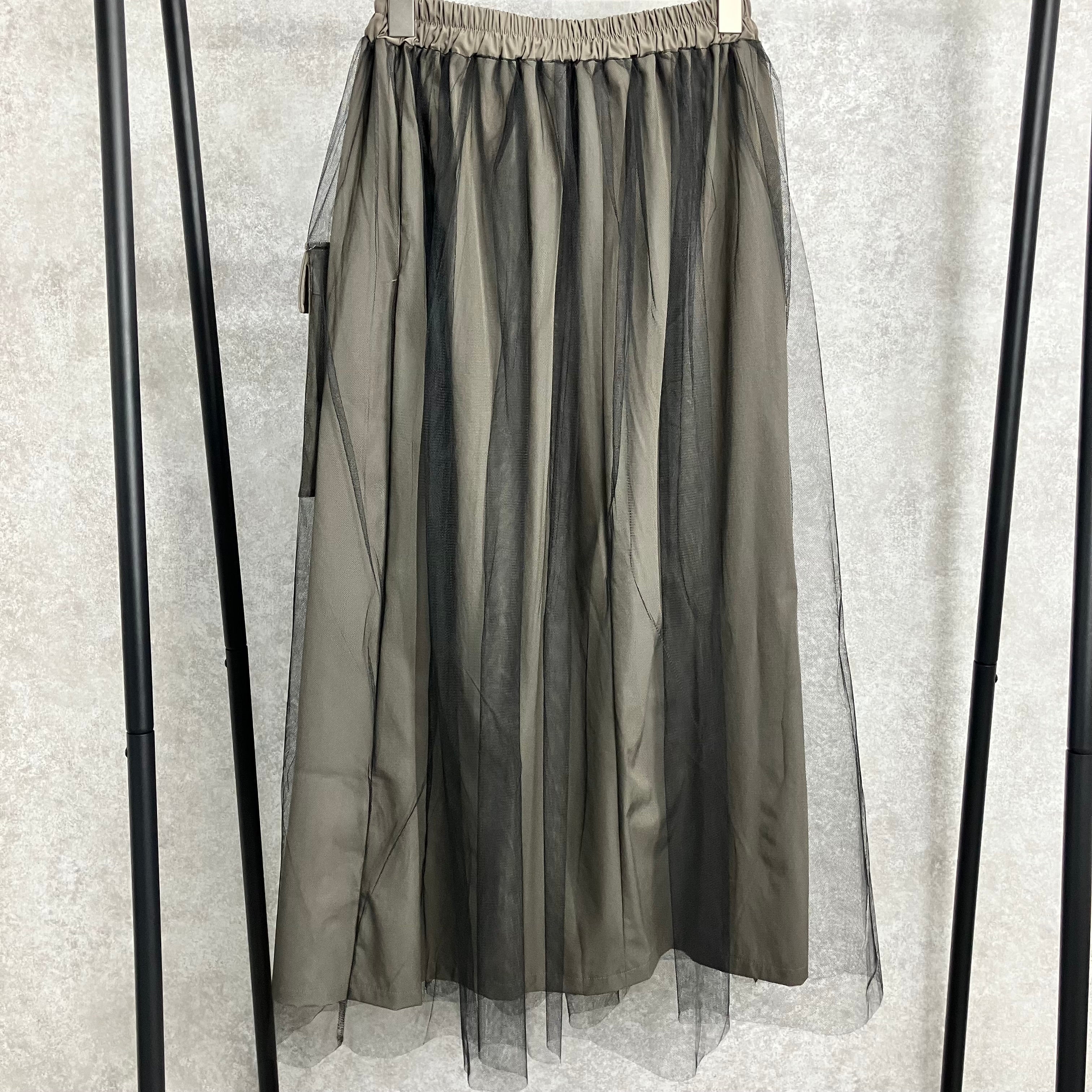 ポケット付きチュールスカート モカ※5/21~27迄に順次発送予定