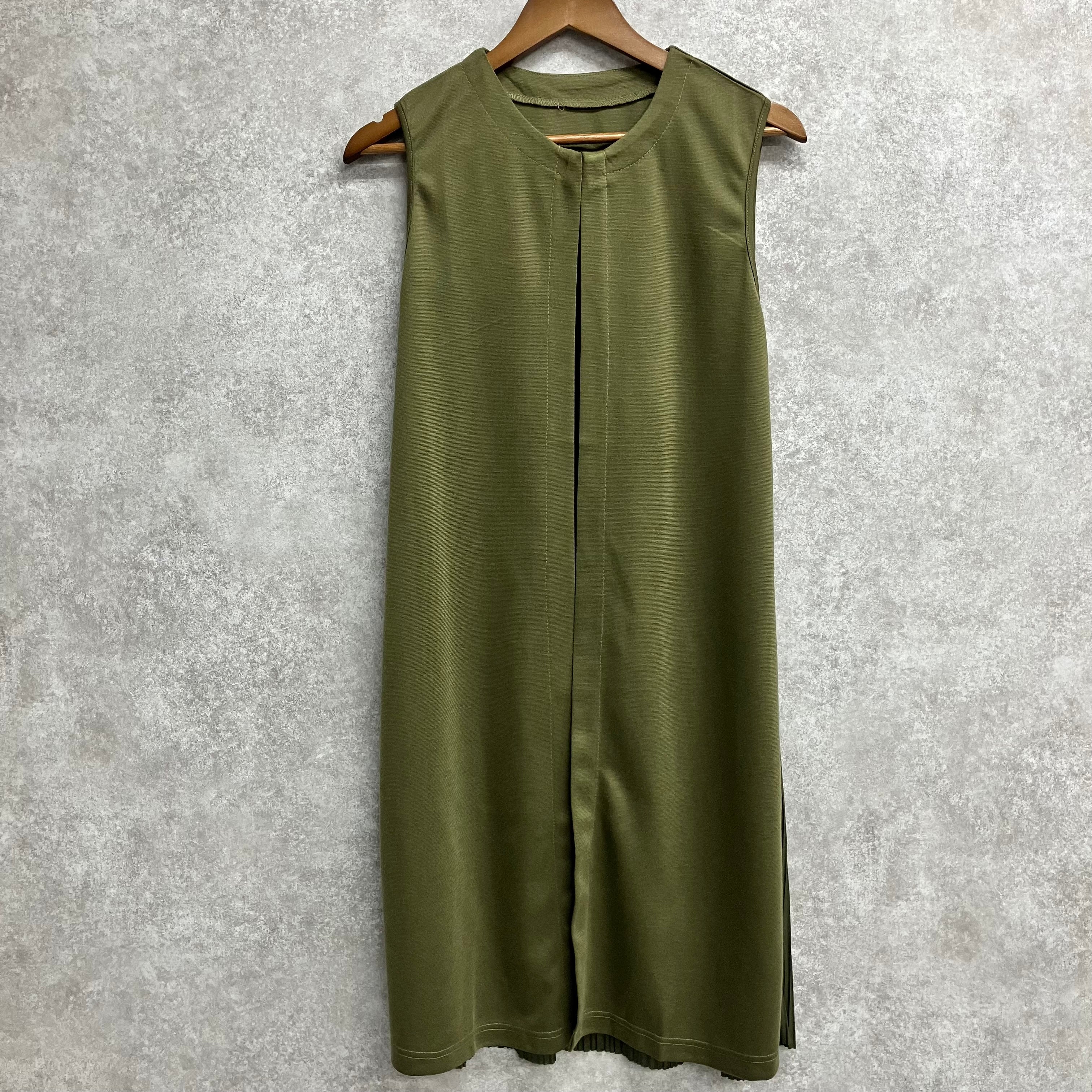 バックプリーツロングベスト カーキ※5/21~27迄に順次発送予定