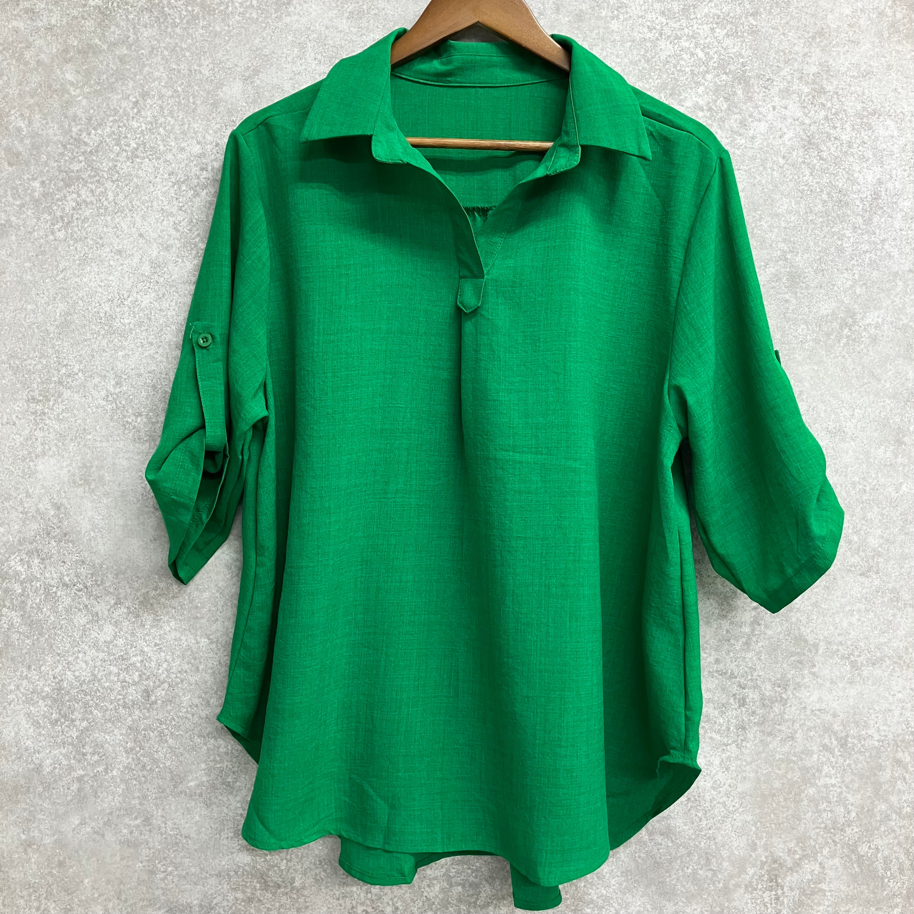 7分丈ゆったりシャツ グリーン※7/30~8/5迄に順次発送予定